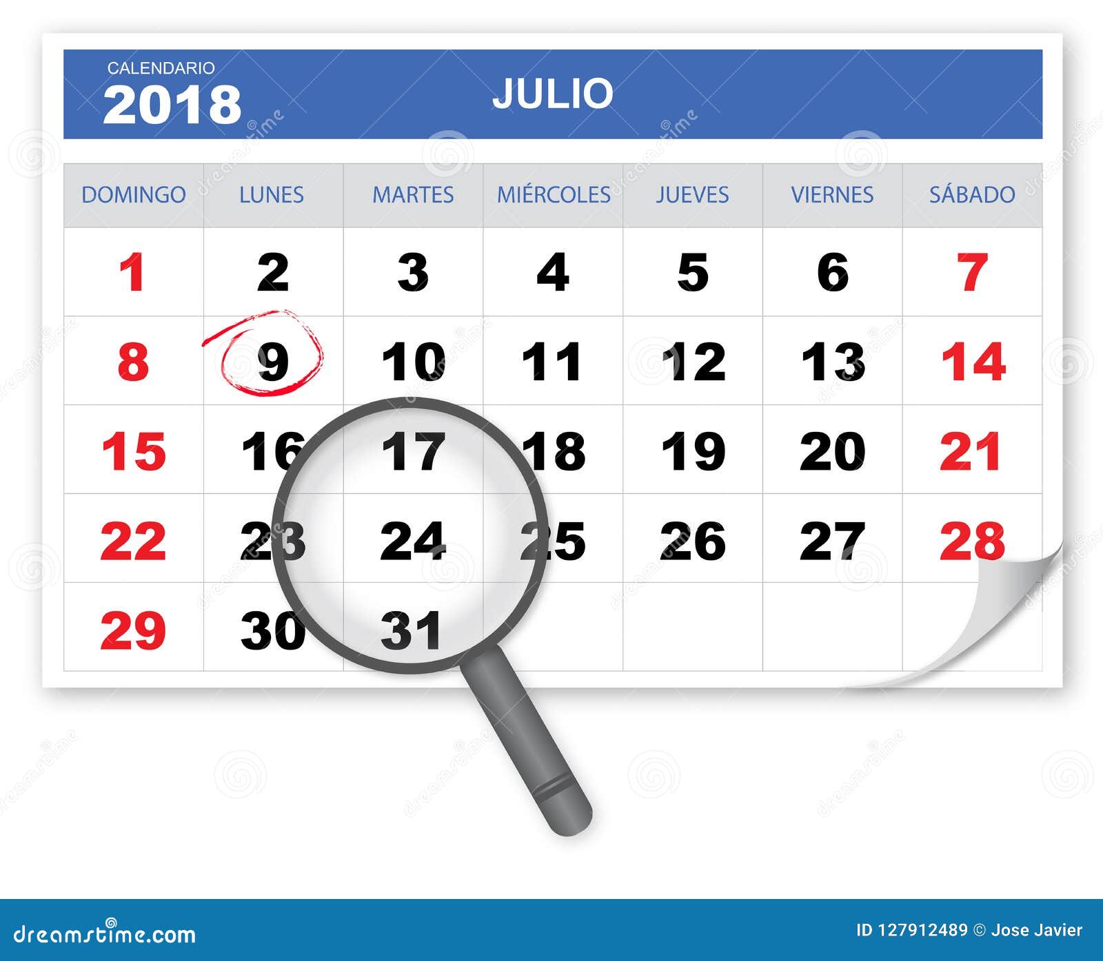 Cool And Fancy Calendar 2018 With Magnifying Glass Stock Vector Illustration Of Monday Thursday 127912489 calendario 1007