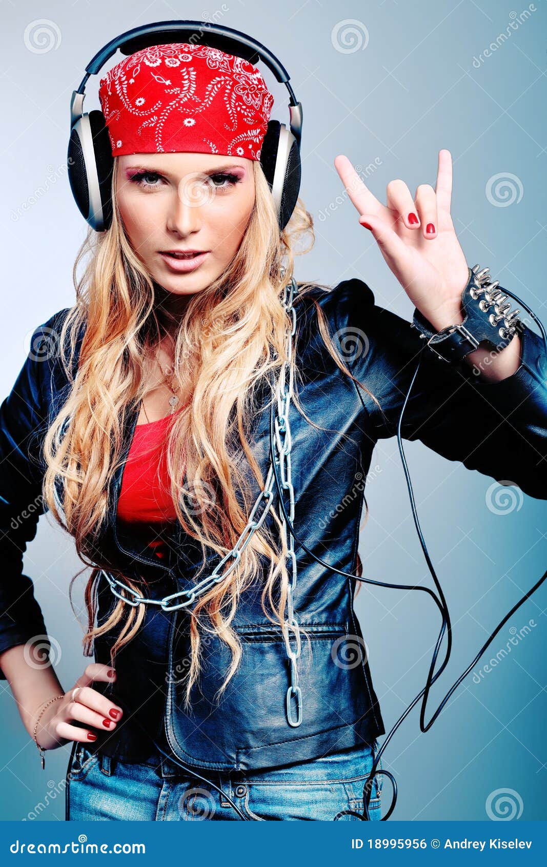 Cool girl stock photo. Image of lady, grey, music, people - 18995956