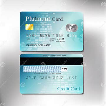 Cool Green Color Front and Back Realistic Credit or Debit Card ...