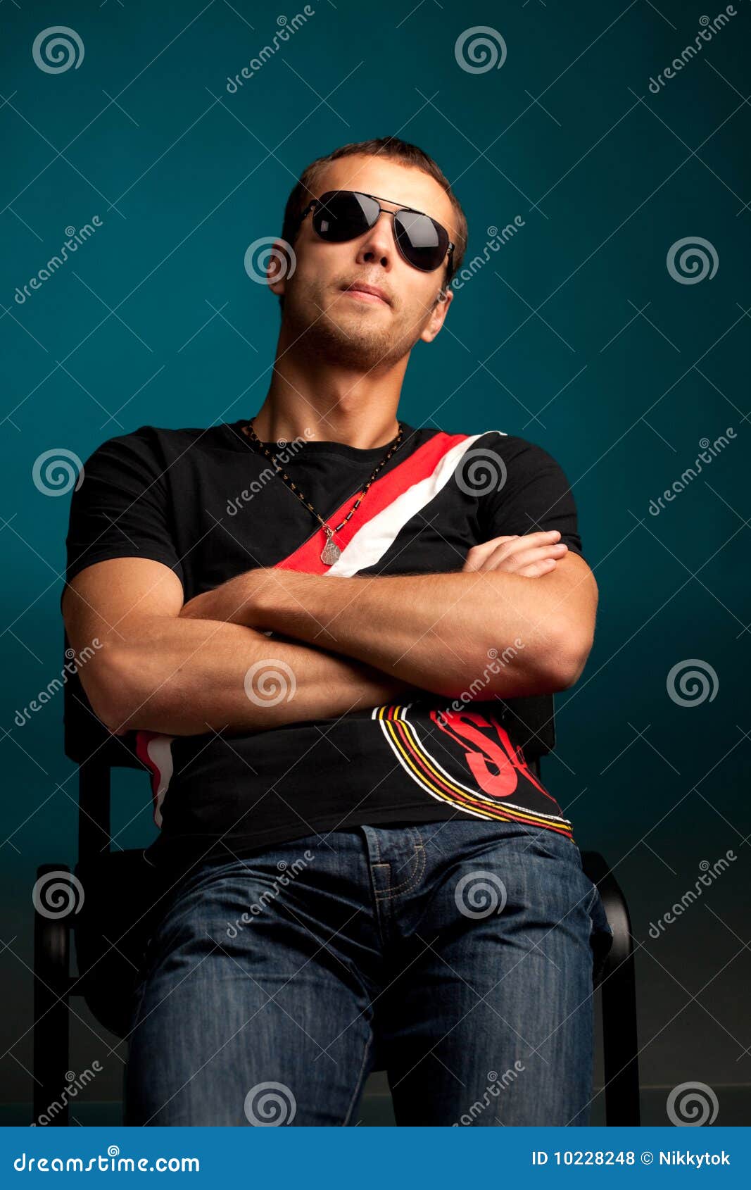 Cool Guy Wearing Sunglasses Stock Photo Image Of Lifestyle Blue