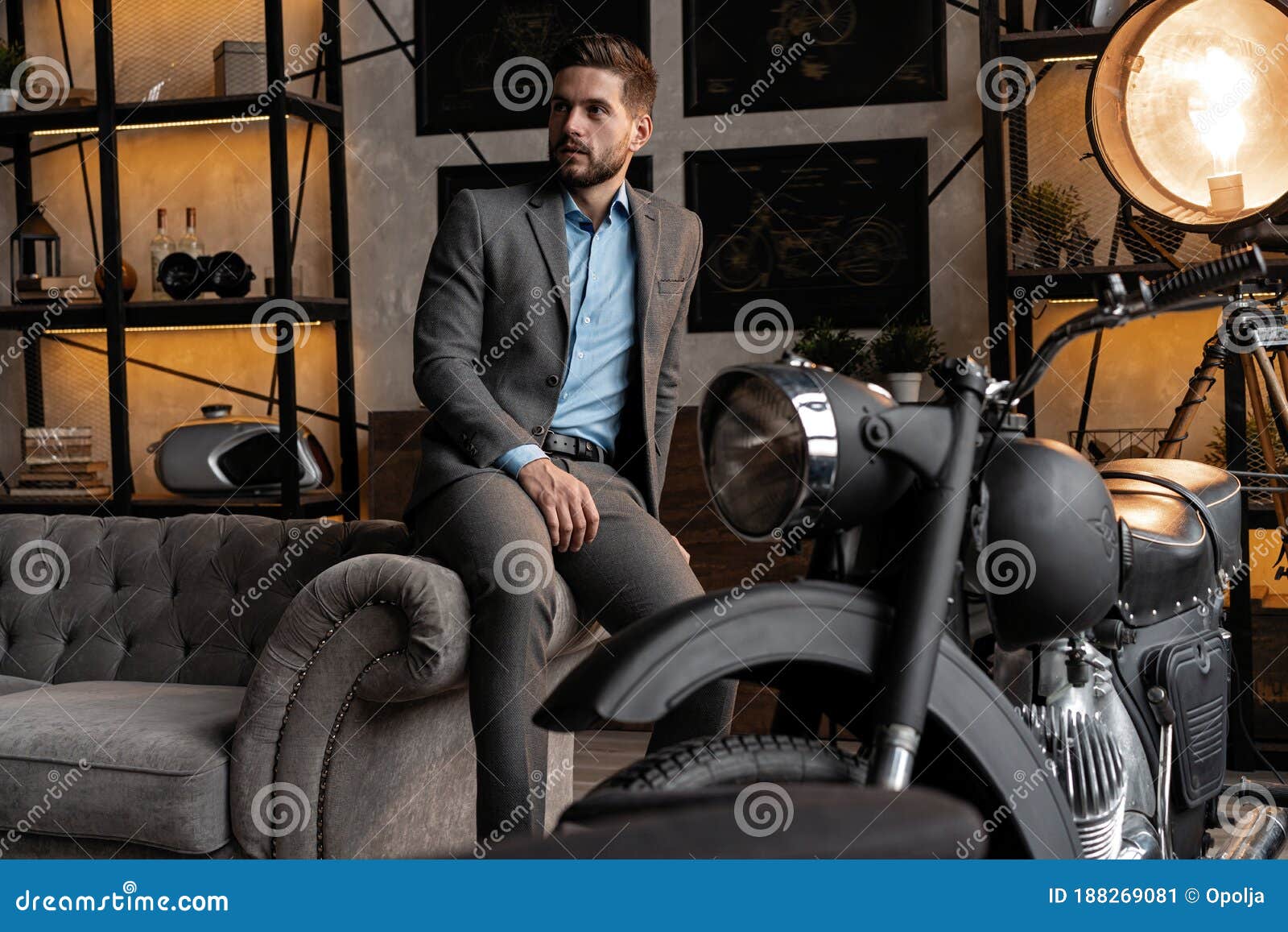 Cool and Handsome. Good Looking Young Man in Full Suit Sitting on the ...