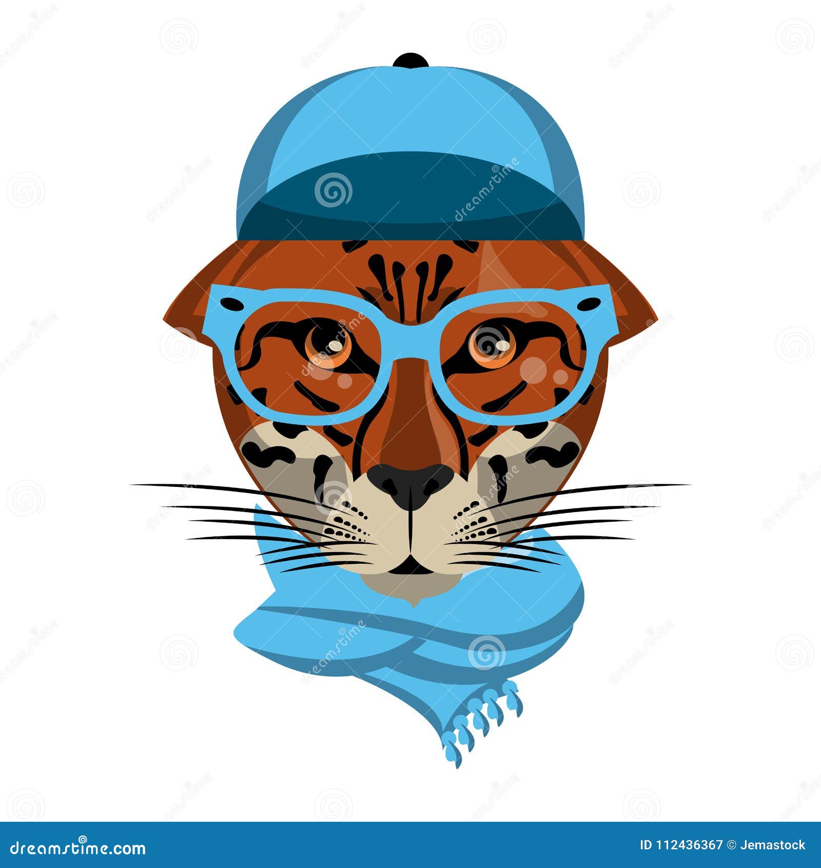 Cool hipster leopard stock vector. Illustration of colorful - 112436367