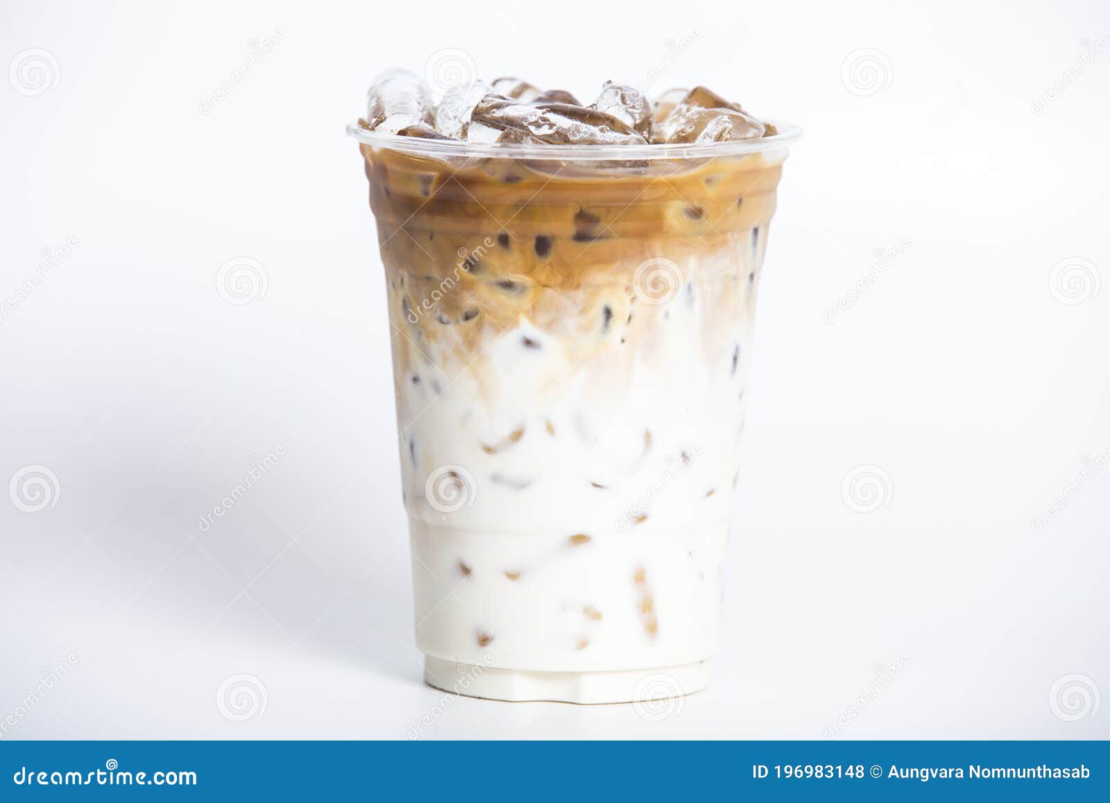 Iced Coffee Latte In Takeaway Cup Isolated On White Background