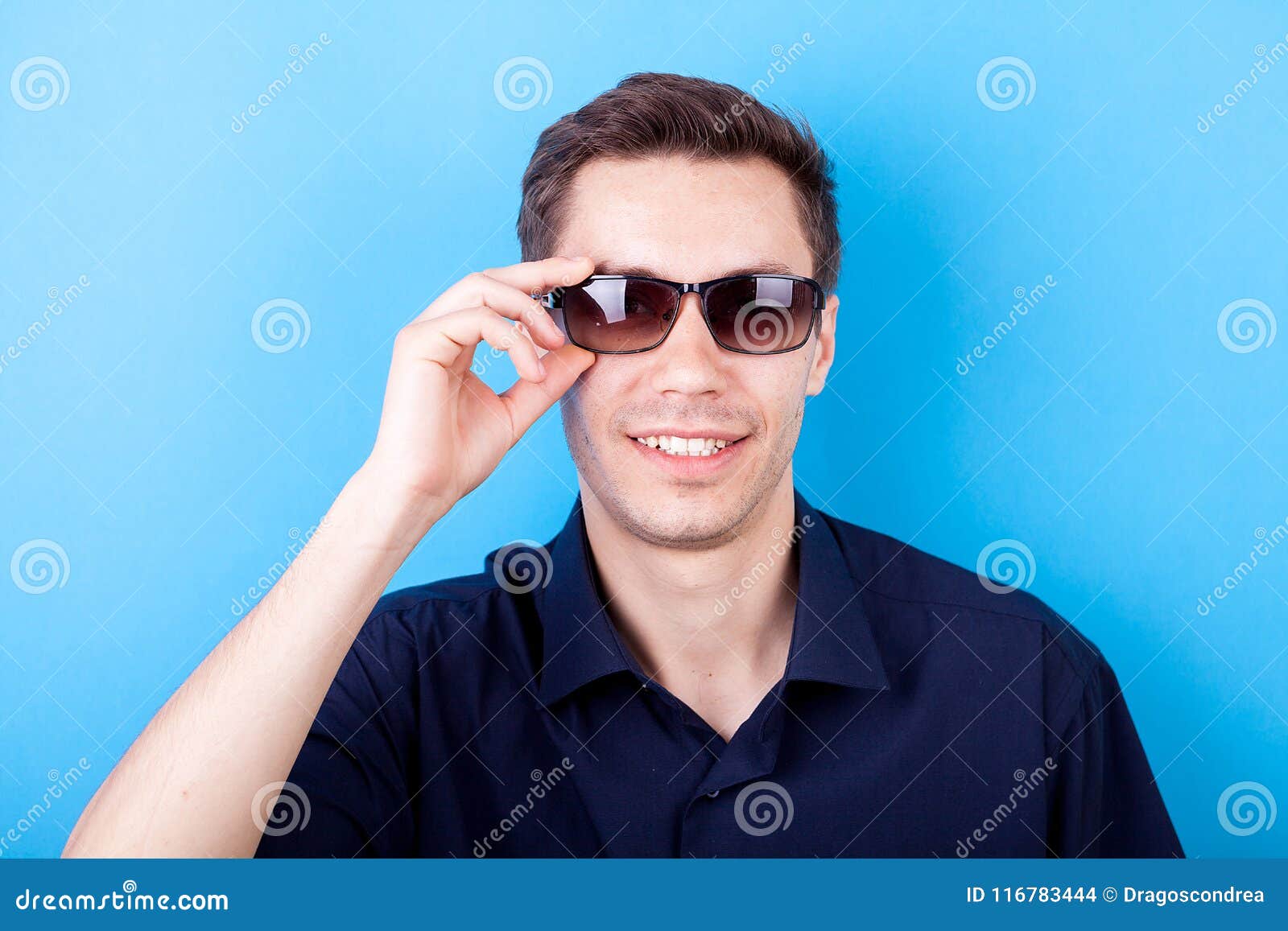 Cool Man in Casual Shirt Wearing Sunglasses Stock Photo - Image of ...