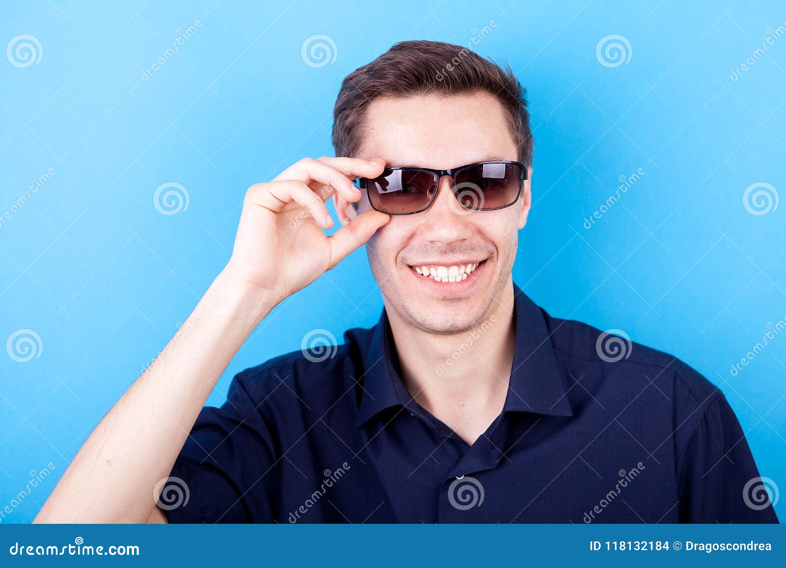 Cool Man in Casual Shirt Wearing Sunglasses Stock Photo - Image of ...