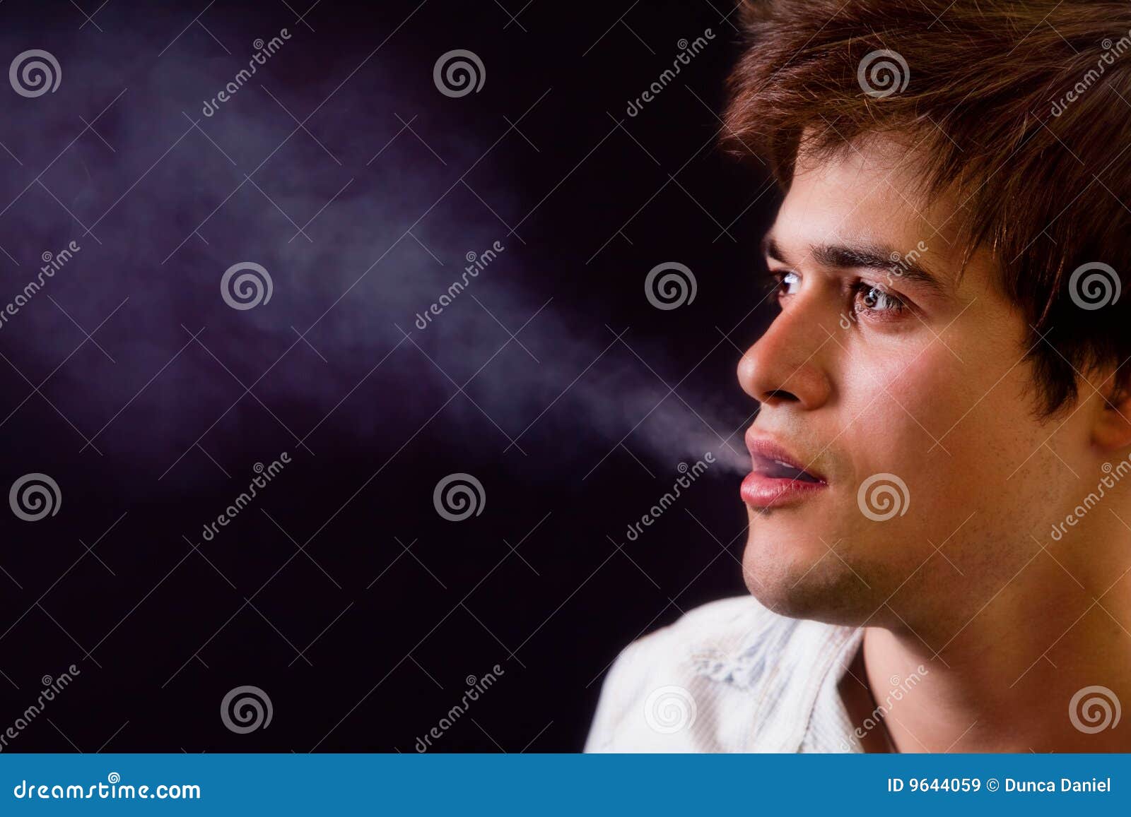 Cool Man with Smoke Coming Out of His Mouth Stock Image - Image of