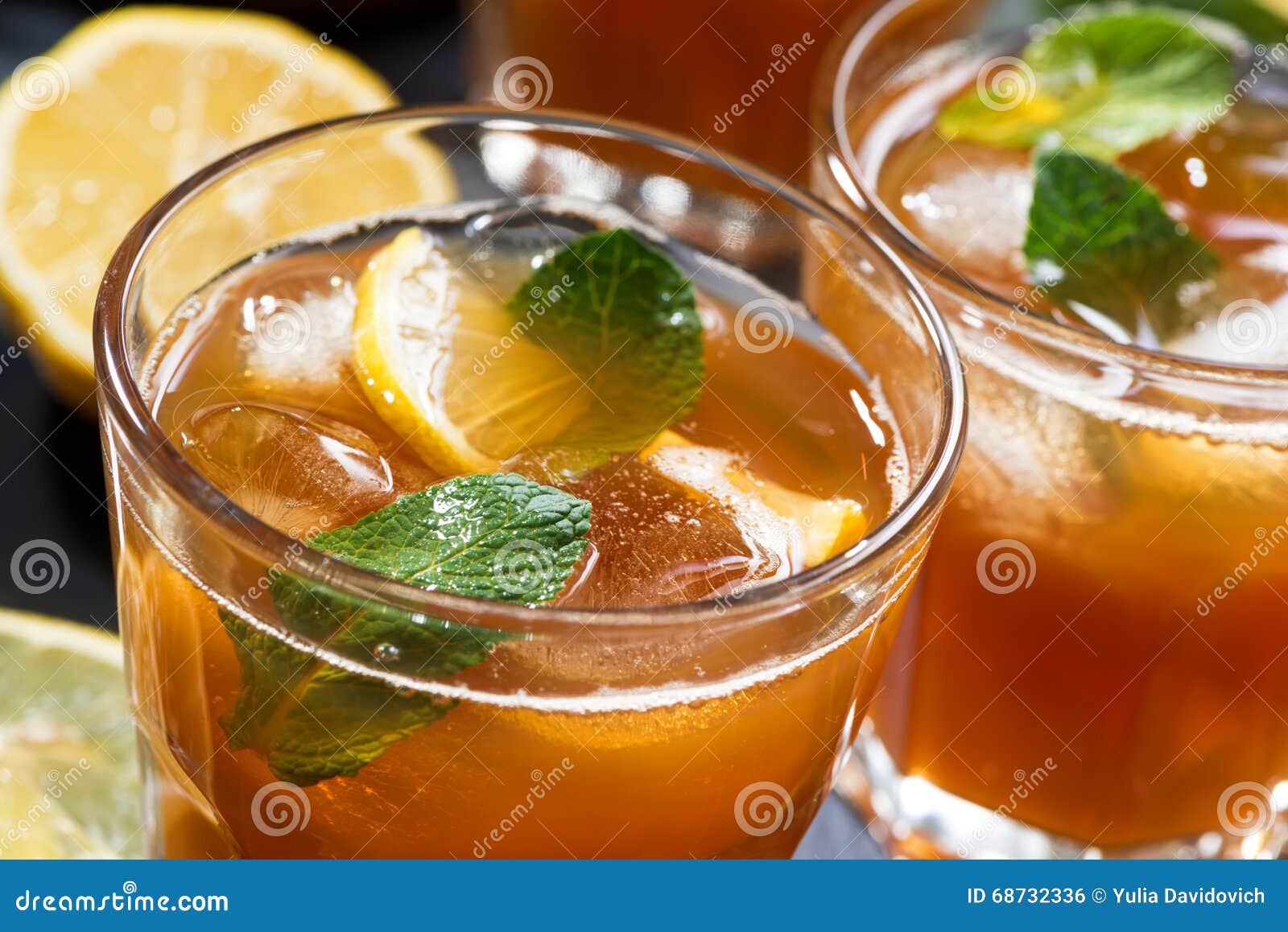 Cool Mint Iced Tea in Glasses, Closeup Stock Photo Image of cool