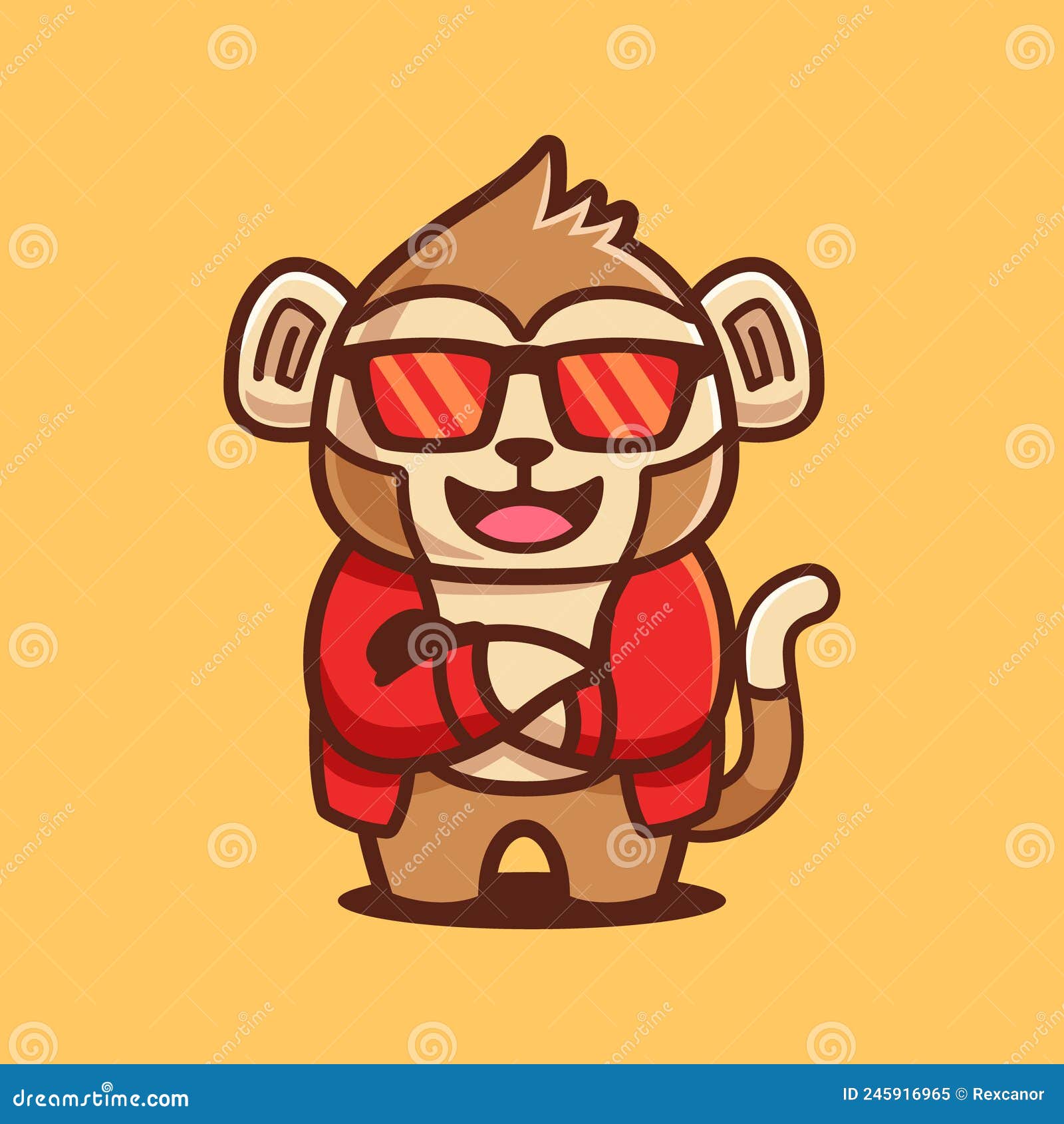 Cool Monkey Wear Sunglasses Cartoon Character Stock Vector - Illustration  of animal, apparel: 245916965