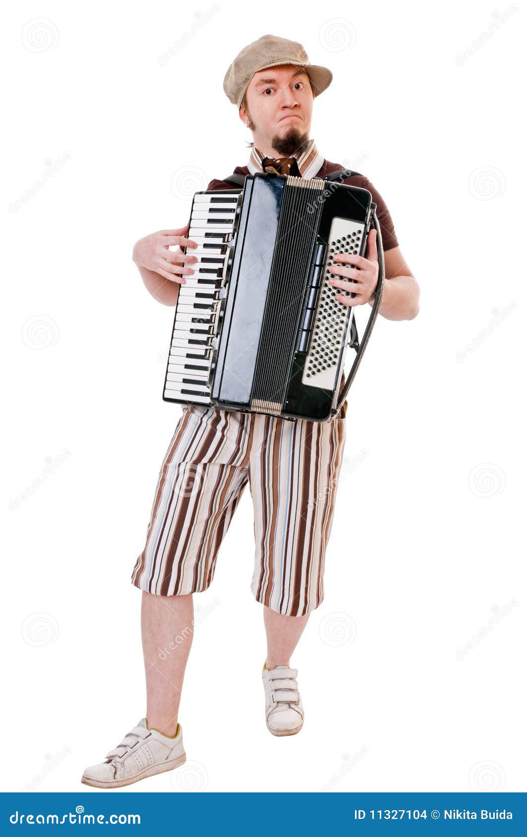 Cool Musician with Accordion Stock Photo Image of white, arts 11327104