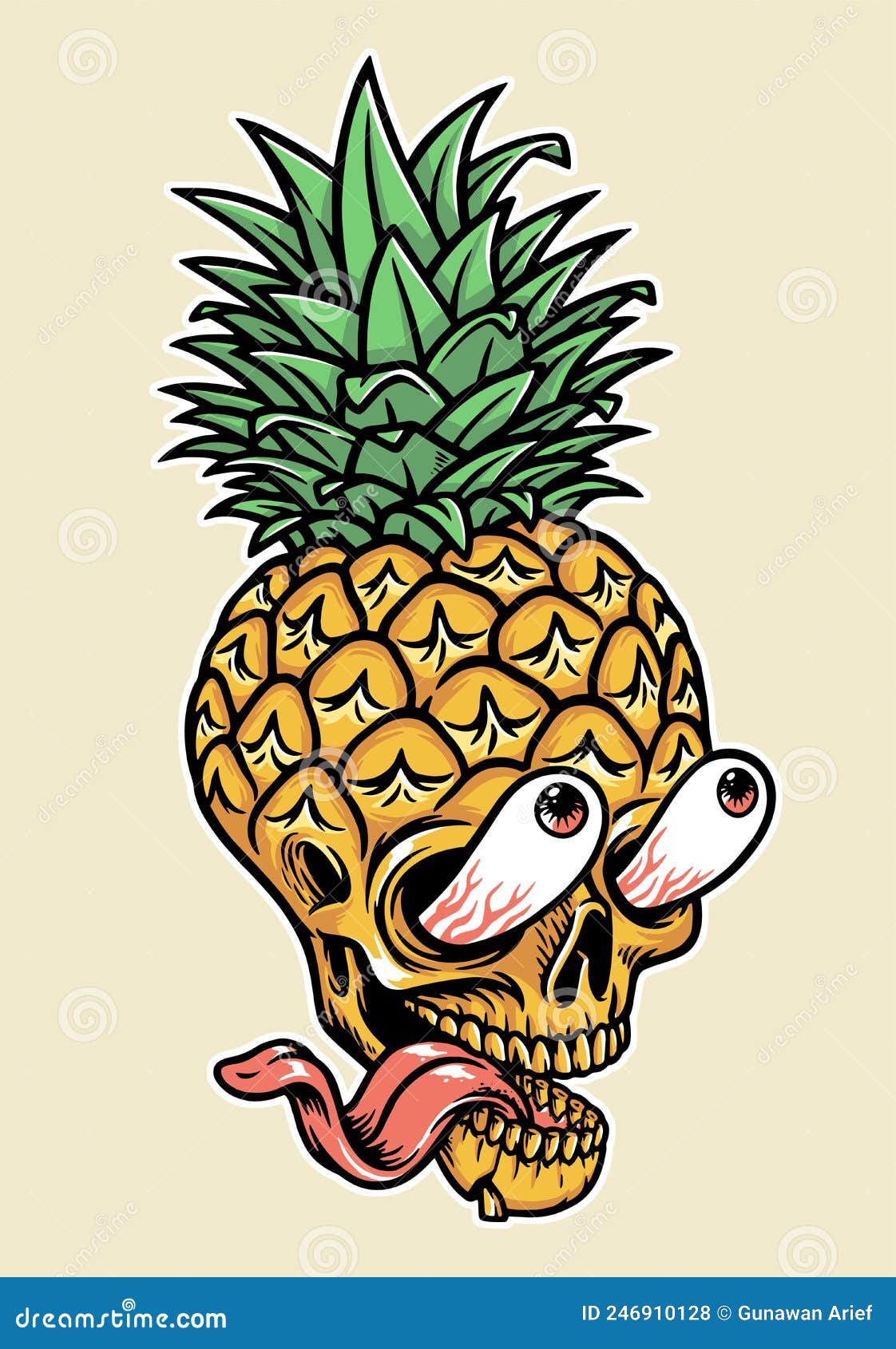 Cool Pineapple Skull Illustration Stock Vector Illustration of