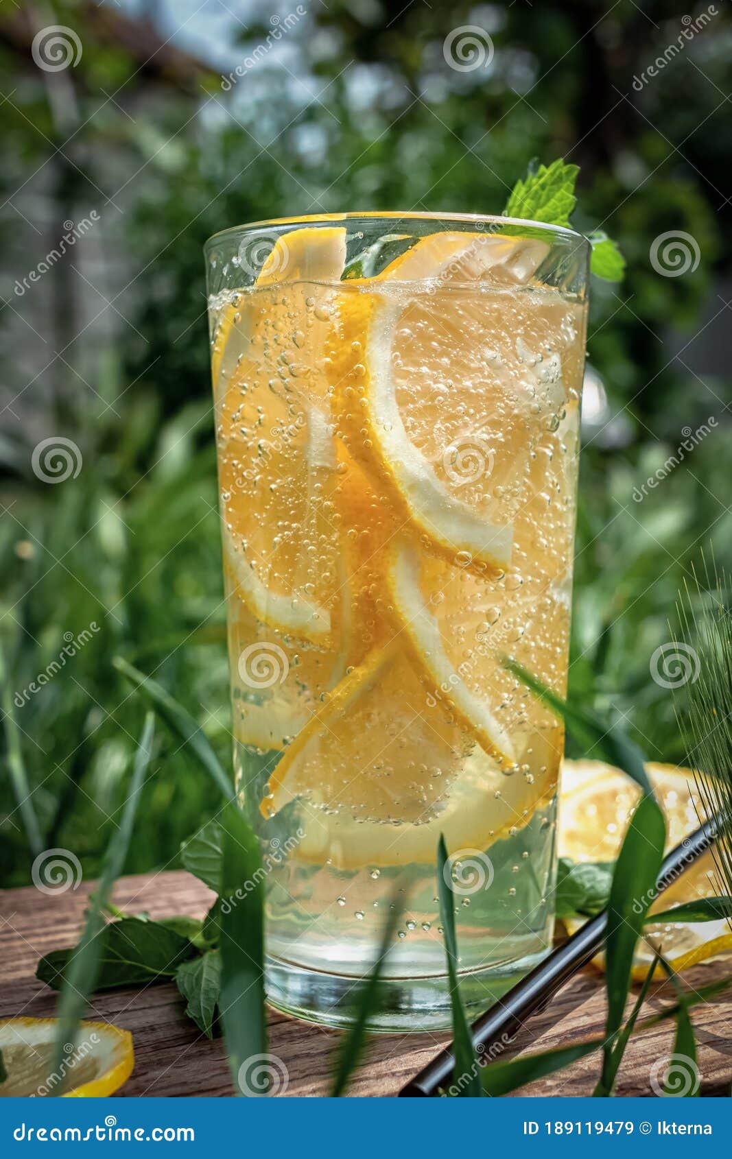 A Cool Refreshing Drink With Lemon On Nature On A Hot Day Stock Image Image Of Liquid Drink 