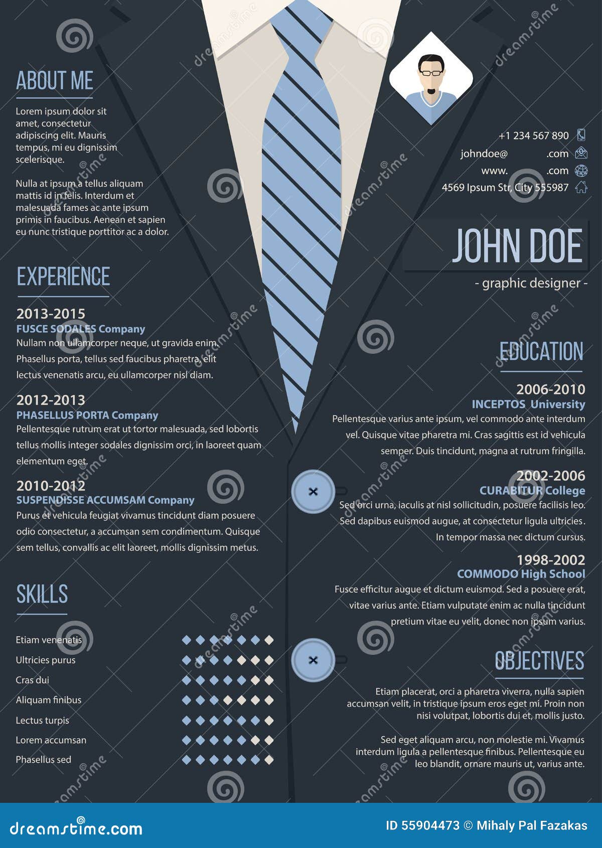 Cool Resume Cv Template With Business Suit Background 