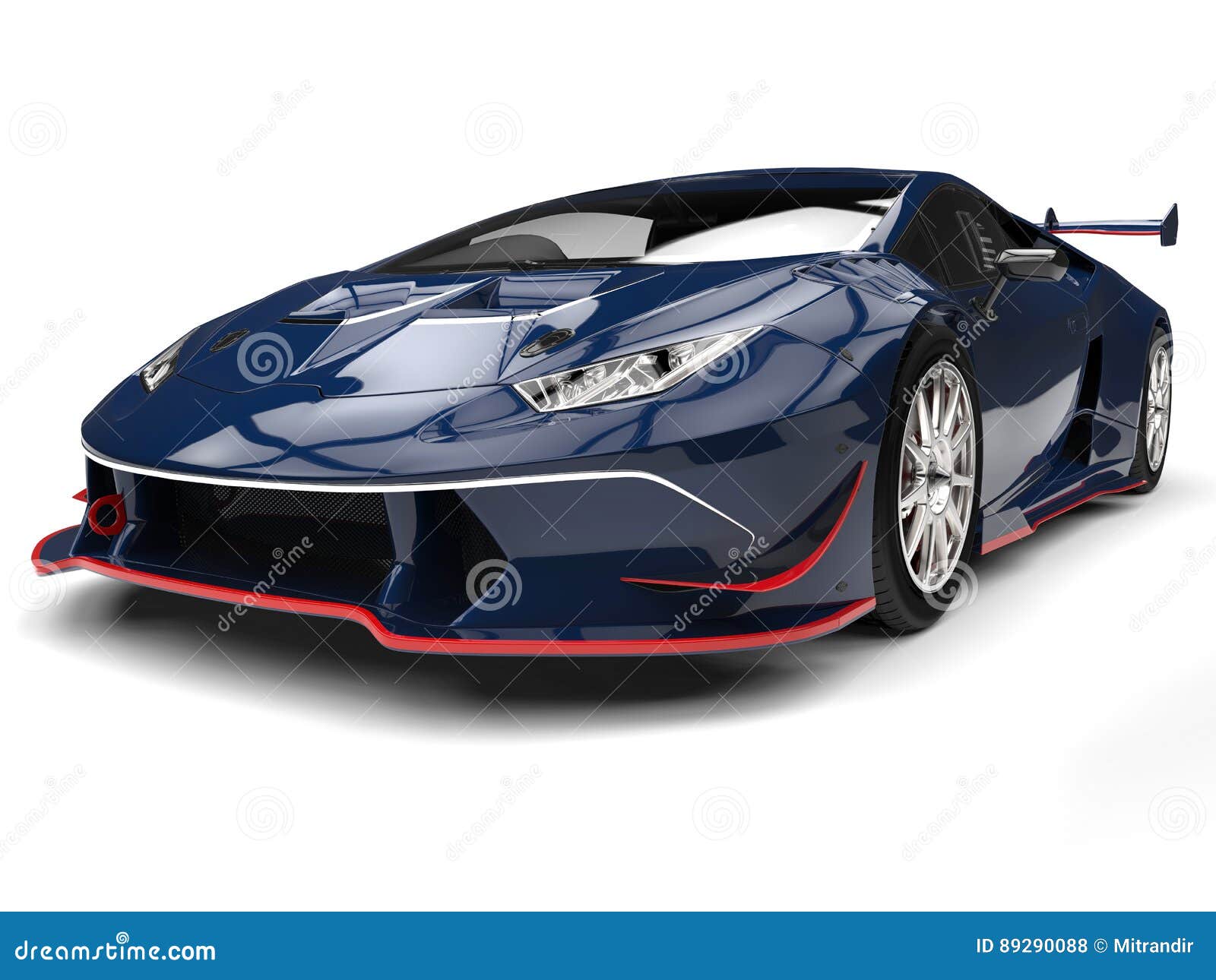 Cool Royal Blue Sports Car With Red Details - Front View ...