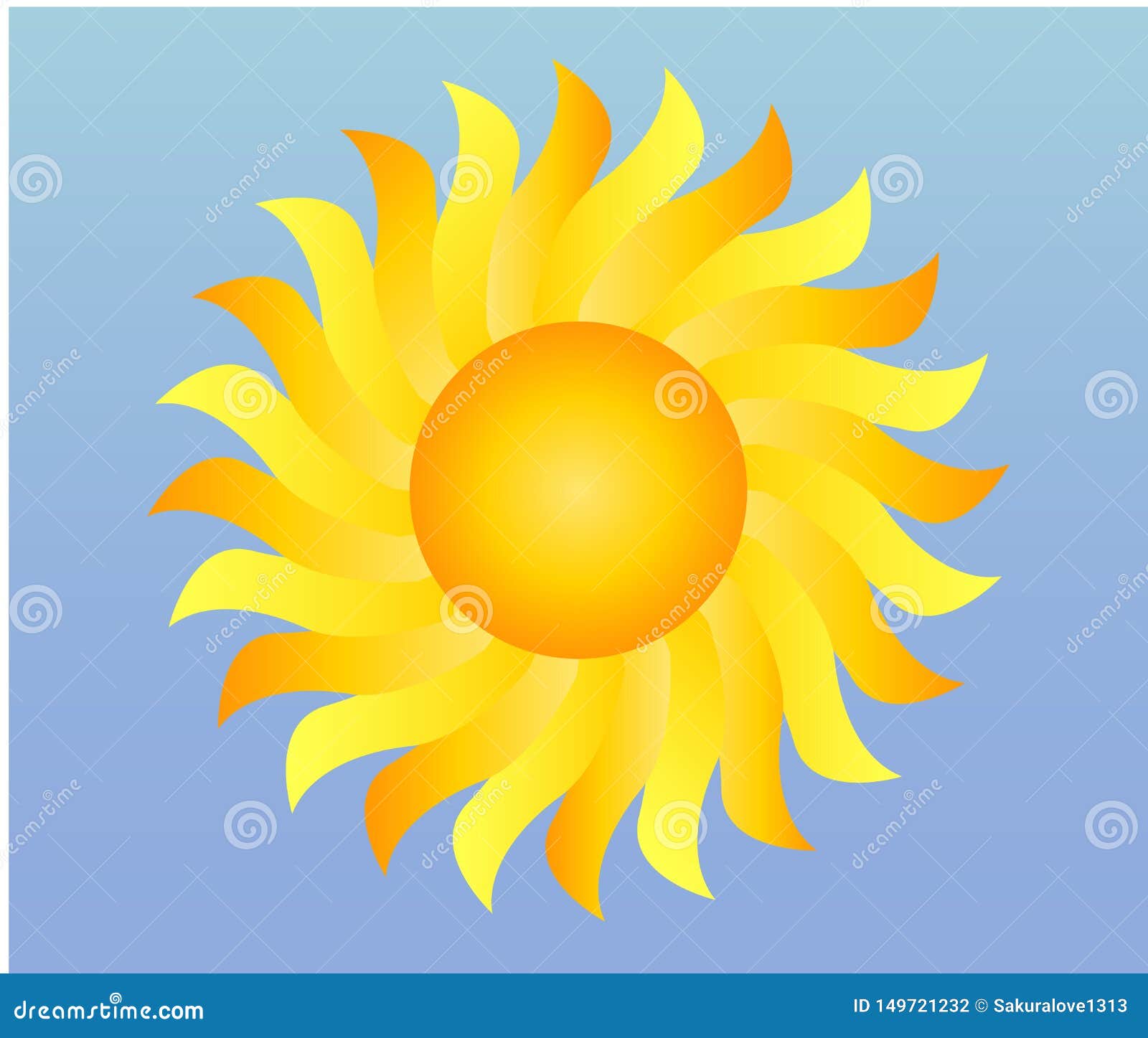 Cool Single Weather Icon Shiny Sun in the Blue Sky Stock Illustration