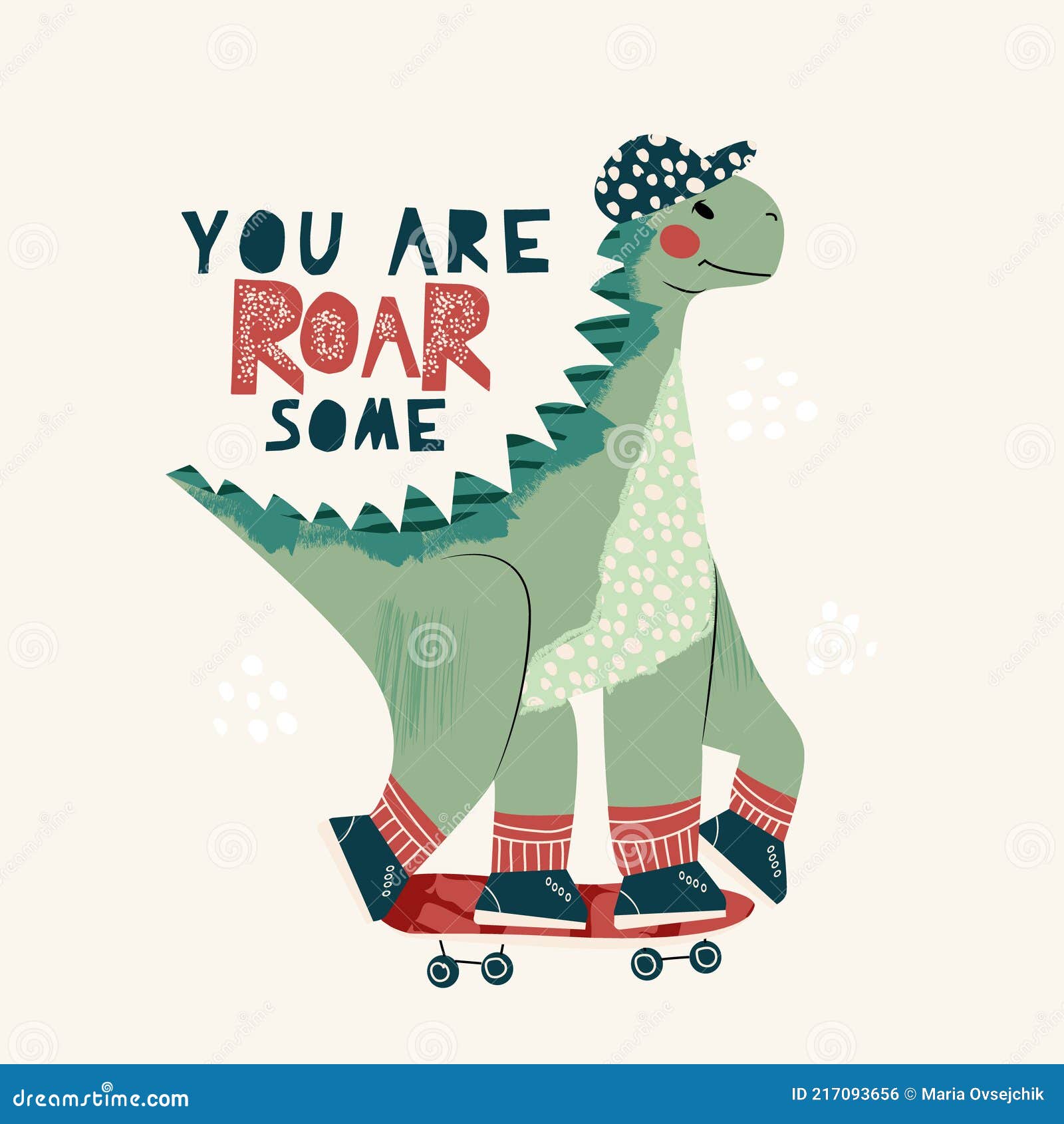 Totally roarsome (awesome) - Cute Dino print design - funny hand