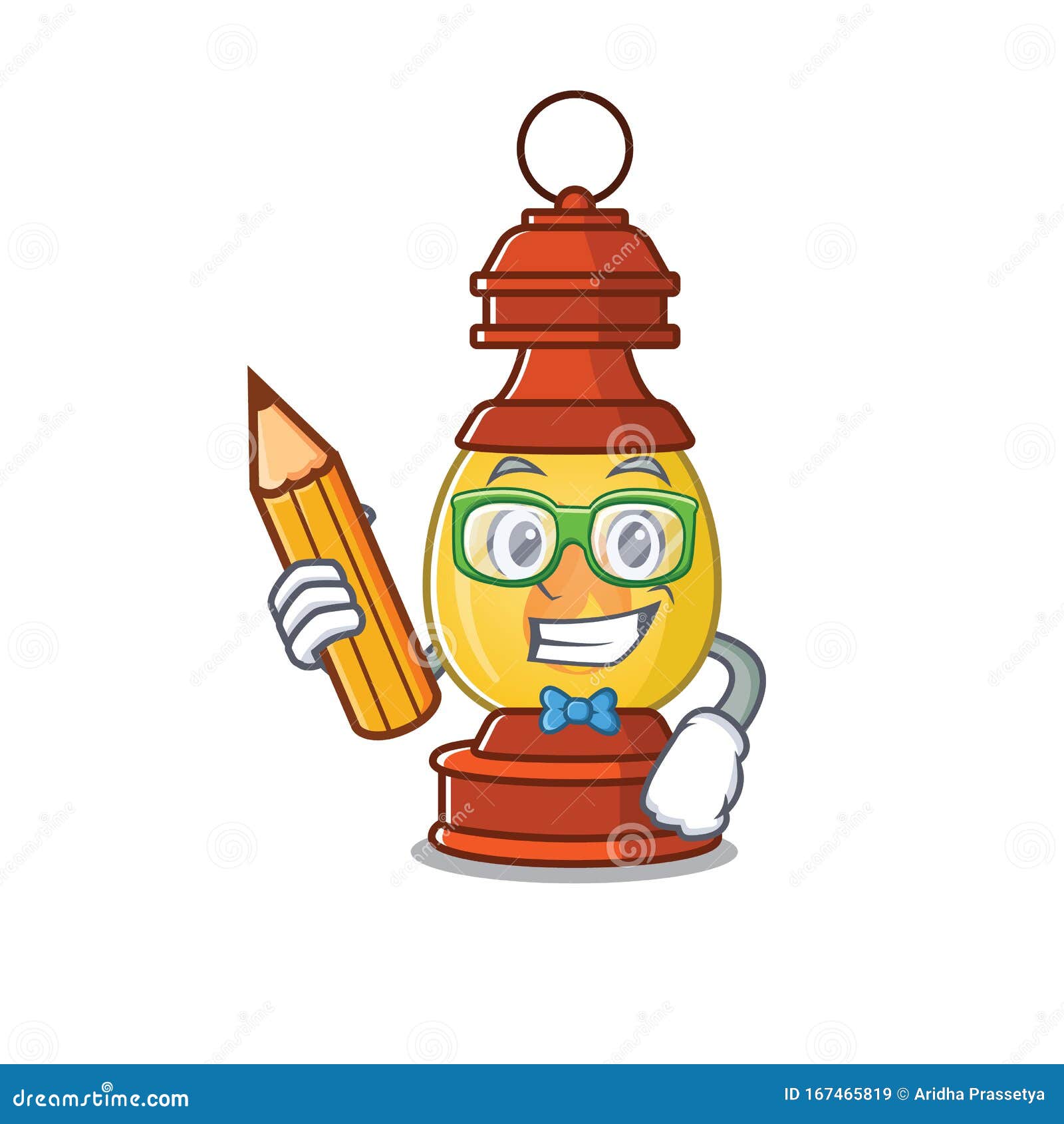 Cool smart Student Laternen Scroll Charakter Halten Stift Vector-Illustration