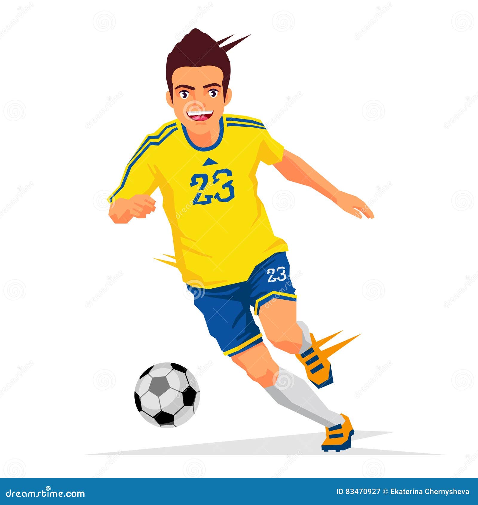 Cool Soccer Player in a Yellow Shirt Stock Vector - Illustration of