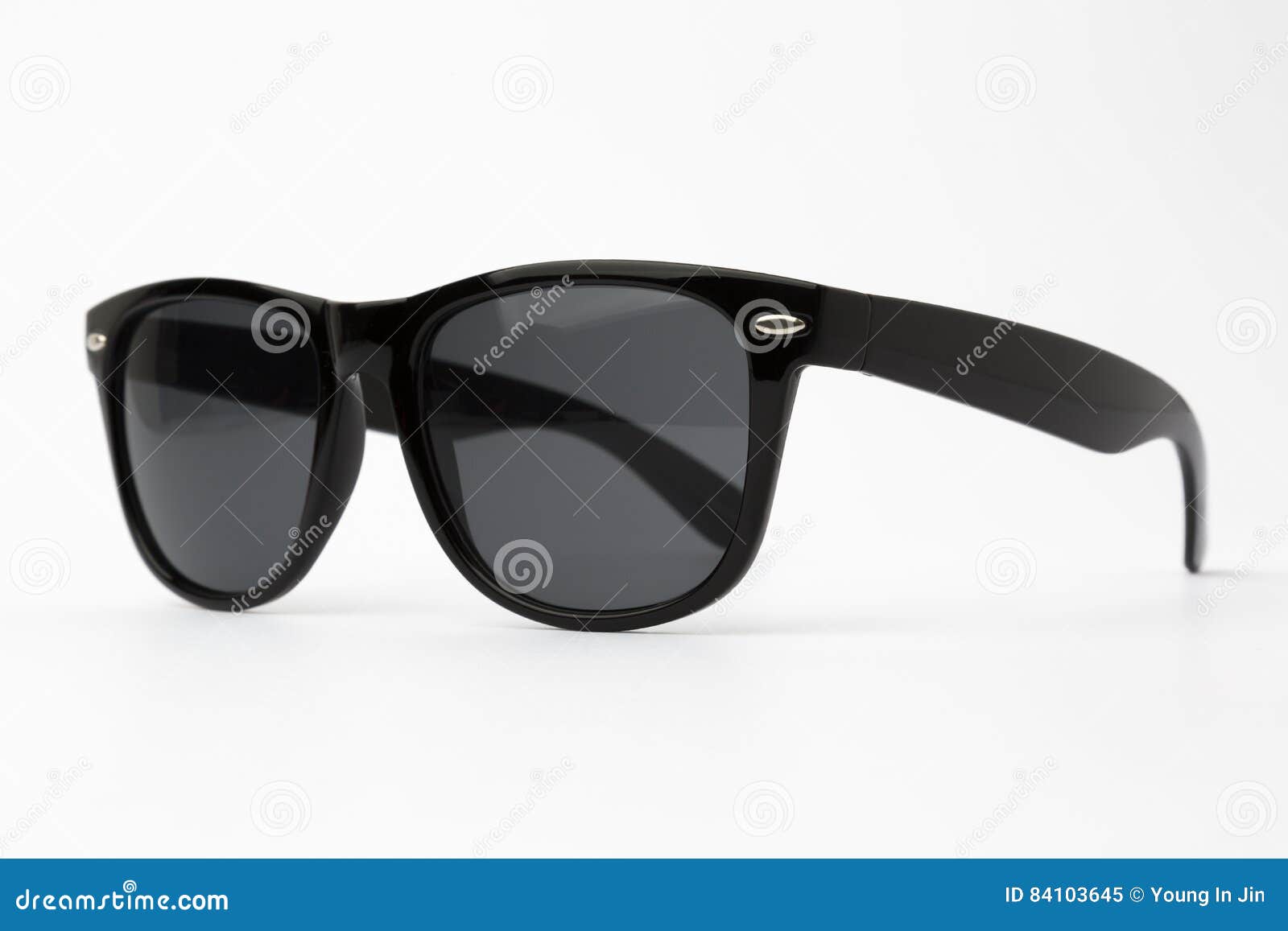 Cool Sunglasses with Black Plastic Frame Isolated on White Background ...