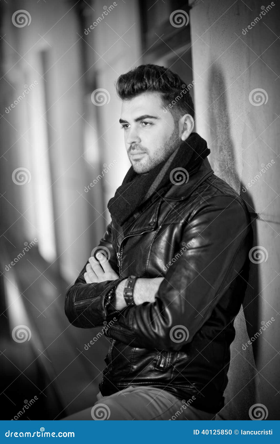 Cool and Trendy Young Man Standing Against Wall Stock Photo - Image of ...
