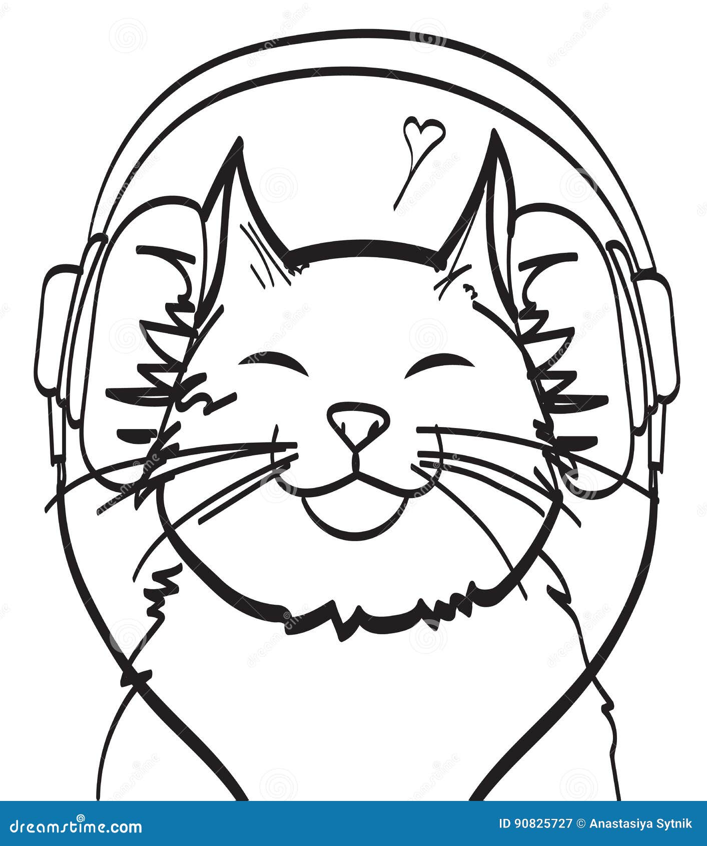 Cool Vector Art of Cat with Headphone. Music Picture, Eps 10 on Layers