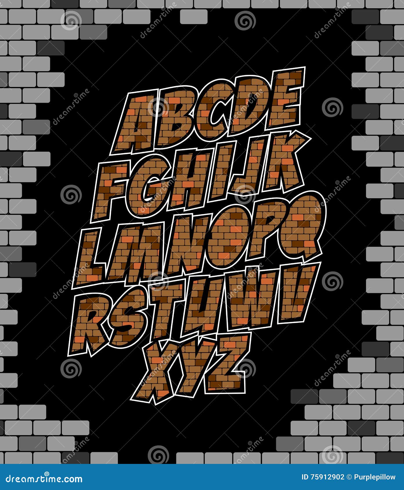 Cool vector brick font stock vector. Illustration of background 75912902