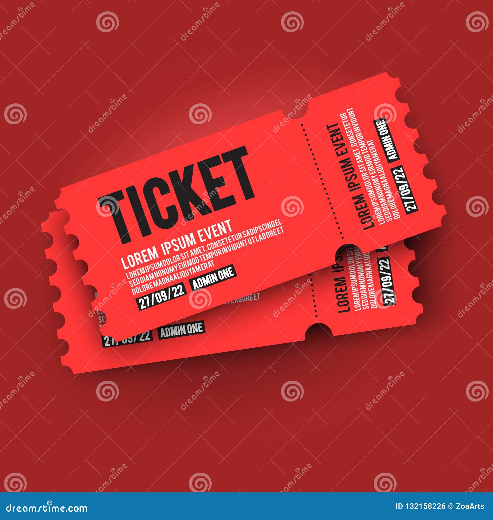 Vector Illustration Red VIP Entry Pass Ticket Stub Design Template for Vector Illustration Red VIP Entry Pass Ticket Stub Design Template for