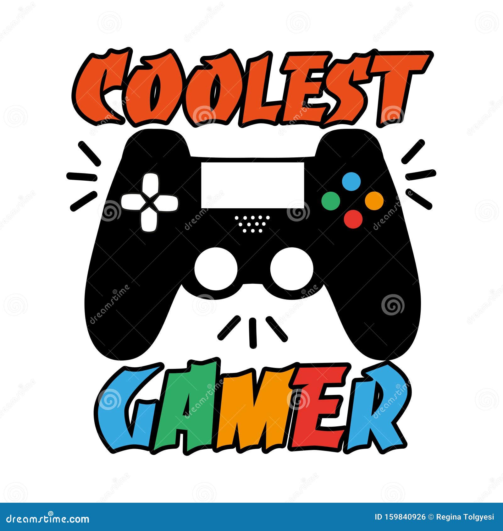Coolest Gamer- Funny Text with Black Controller. Good for Textile, T-shirt,  Banner ,poster, Print on Gift. Stock Vector - Illustration of internet,  gamepad: 159840926