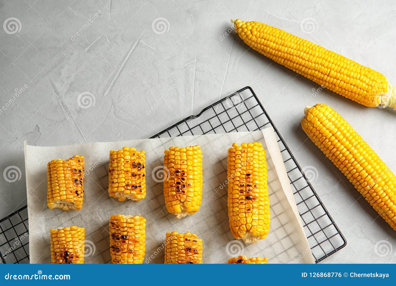 Cooling Rack With Grilled Corn Cobs Stock Photo Image of cooked, flat