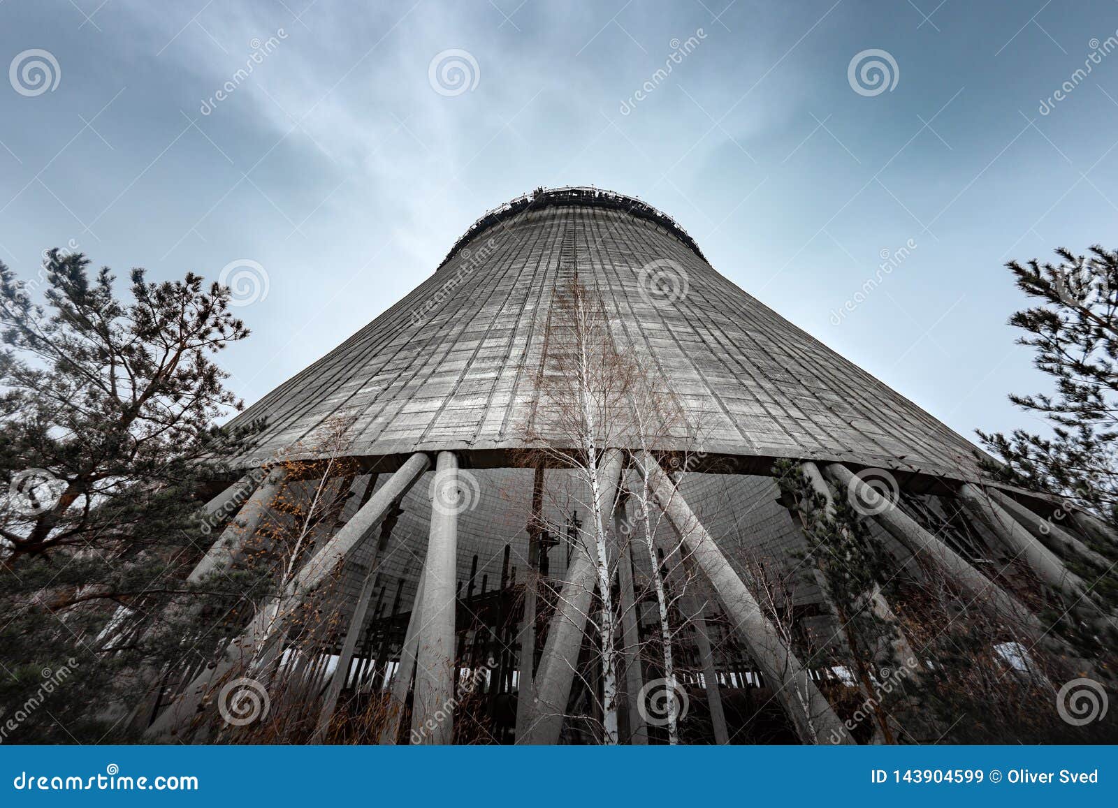 cooling tower of reactor number 5 in at chernobyl nuclear power plant, 2019