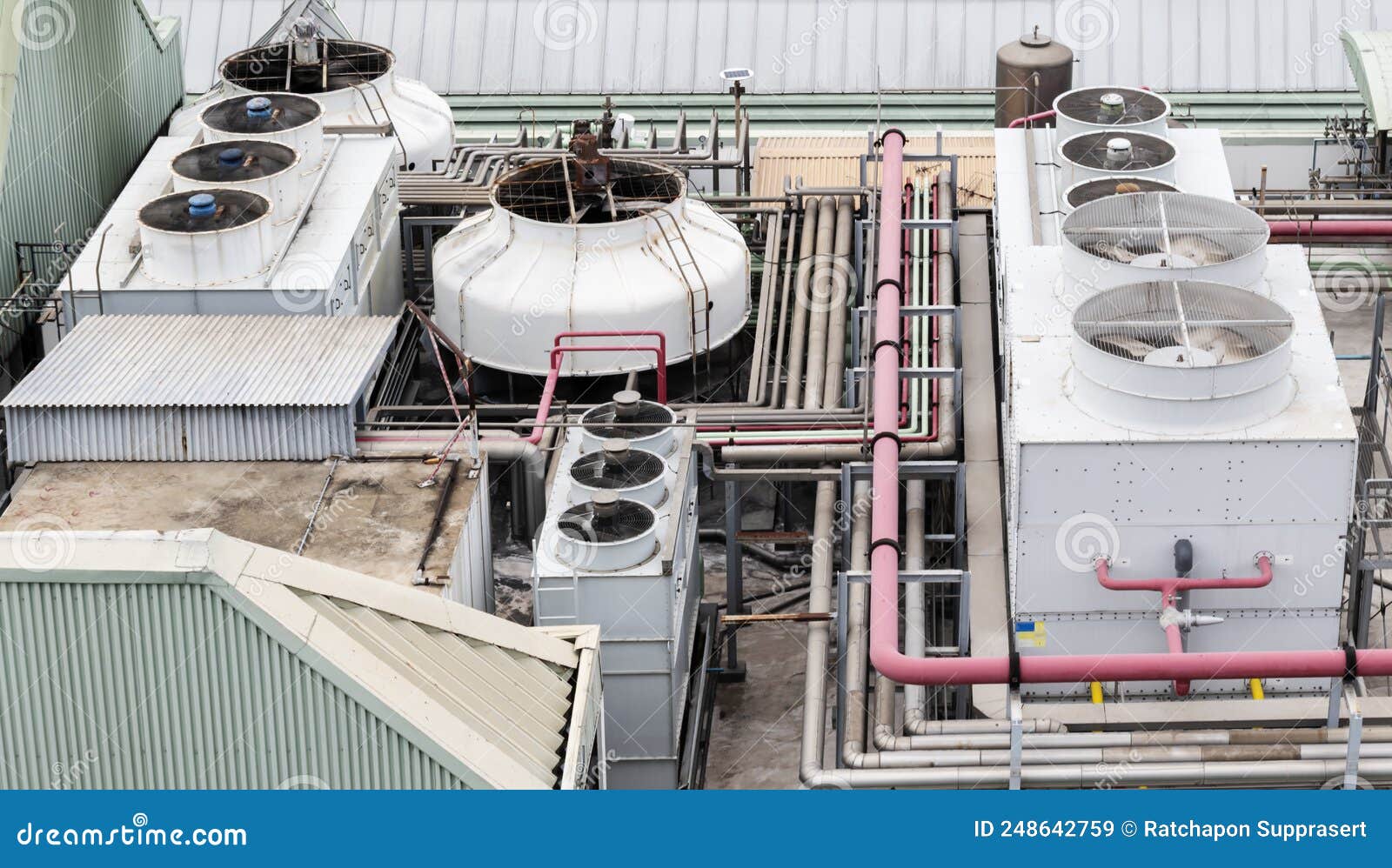 Cooling Water Tower on Rooftop Industry Plant Stock Image Image of