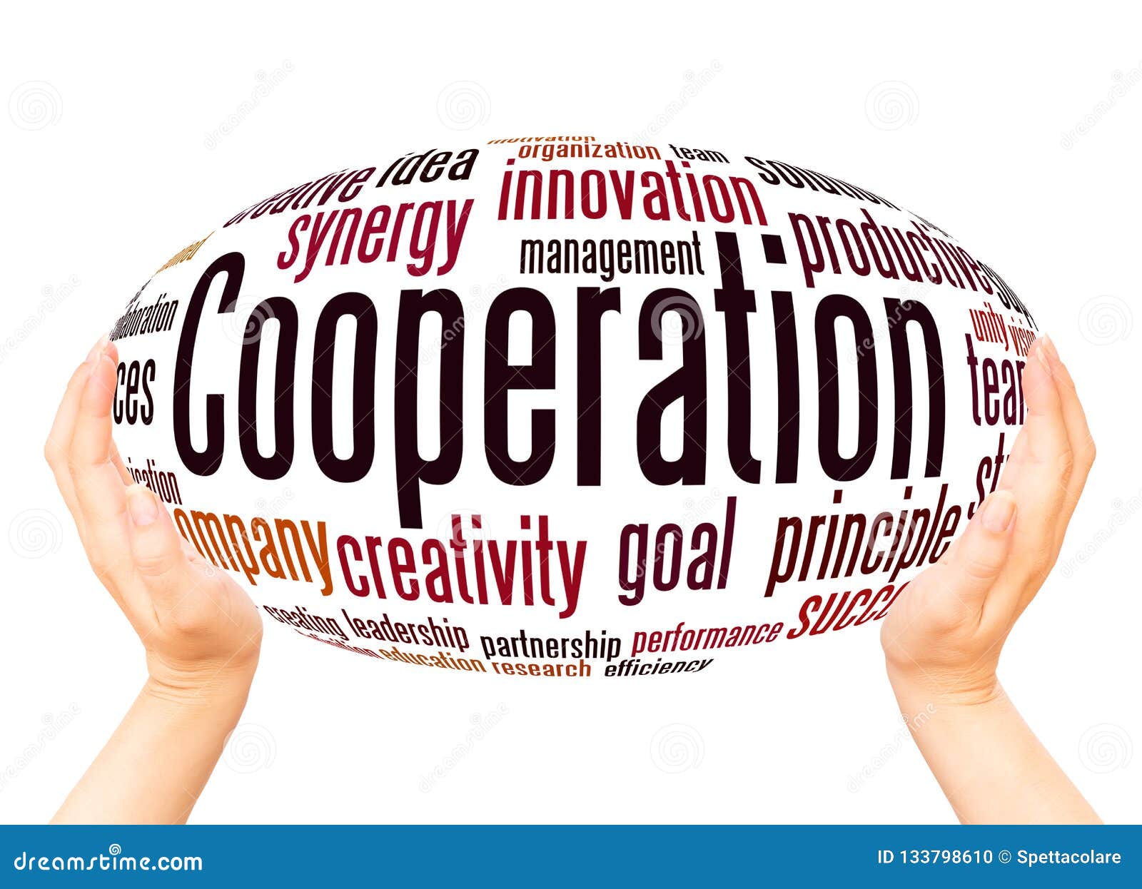 Cooperation Word Cloud Hand Sphere Concept Stock Illustration