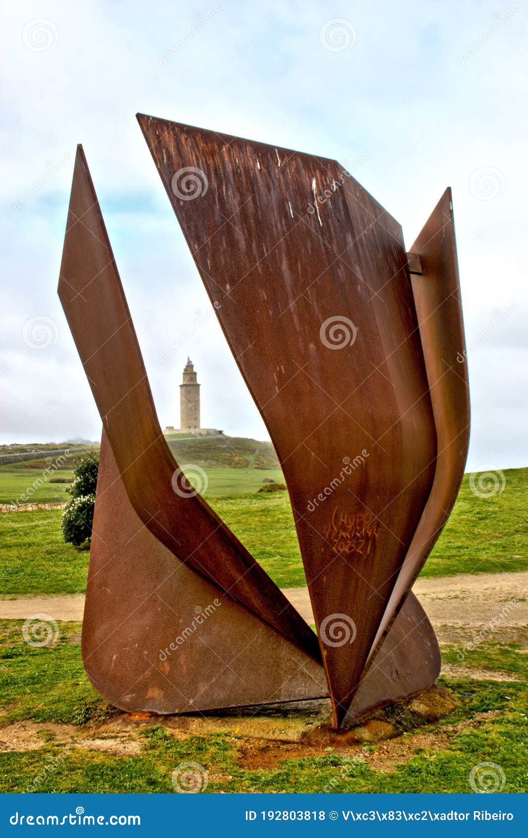 copa del sol in sculpture park of the tower of hercules in a coruna