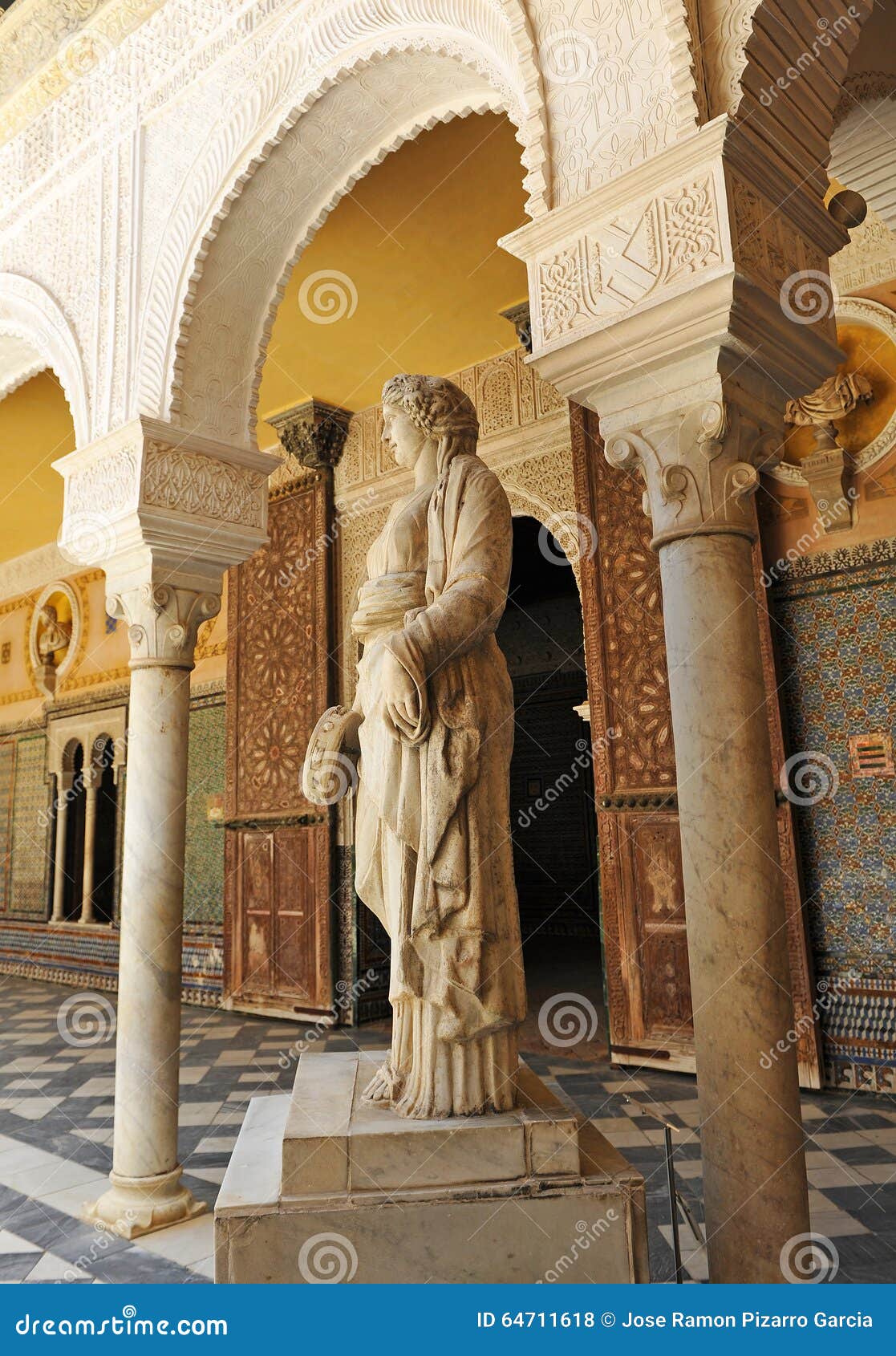 copa syrisca, marble sculpture of palace house of pilate, sevilla, spain