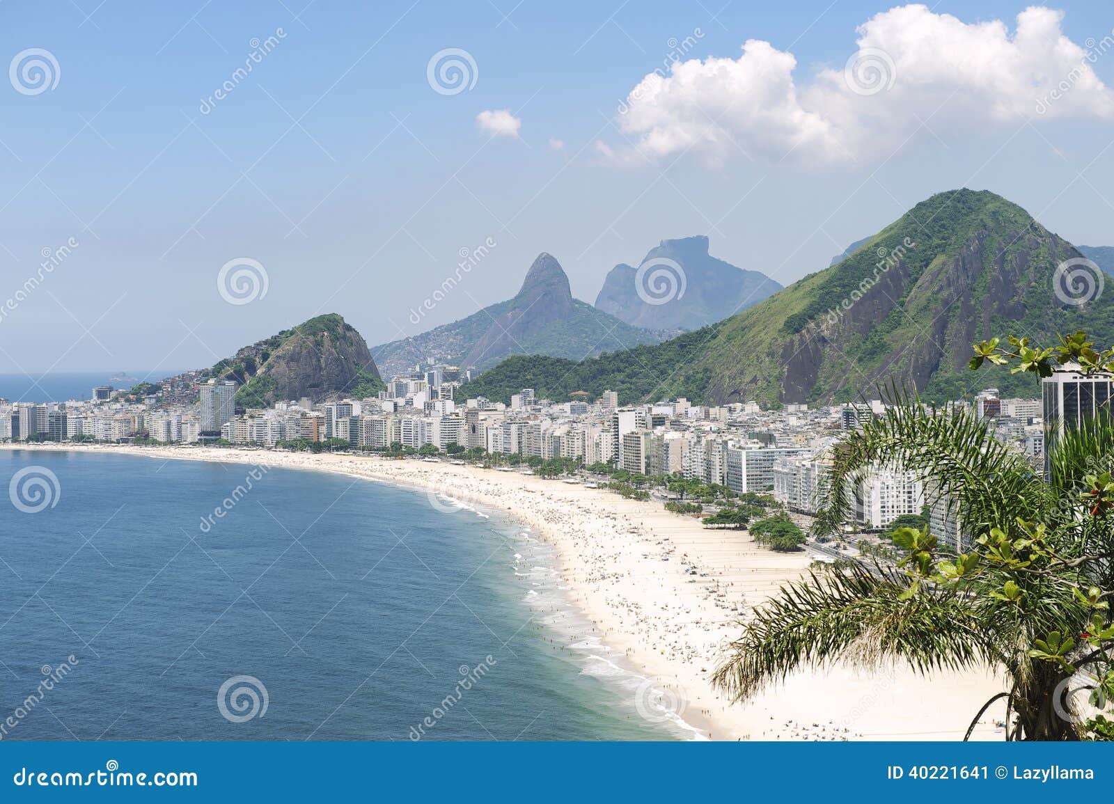 copacabana beach rio de janeiro brazil skyline aerial view