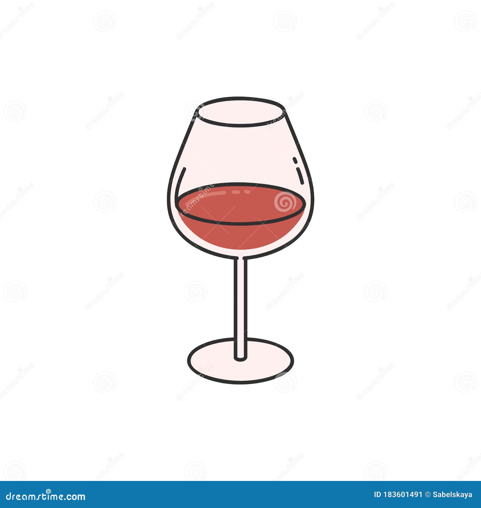 Copas De Vino Con Boceto De Dibujos Animados De Vino Tinto Ilustración  Vectorial Aislada. Ilustración del Vector - Ilustración de aislado,  elemento: 183601491