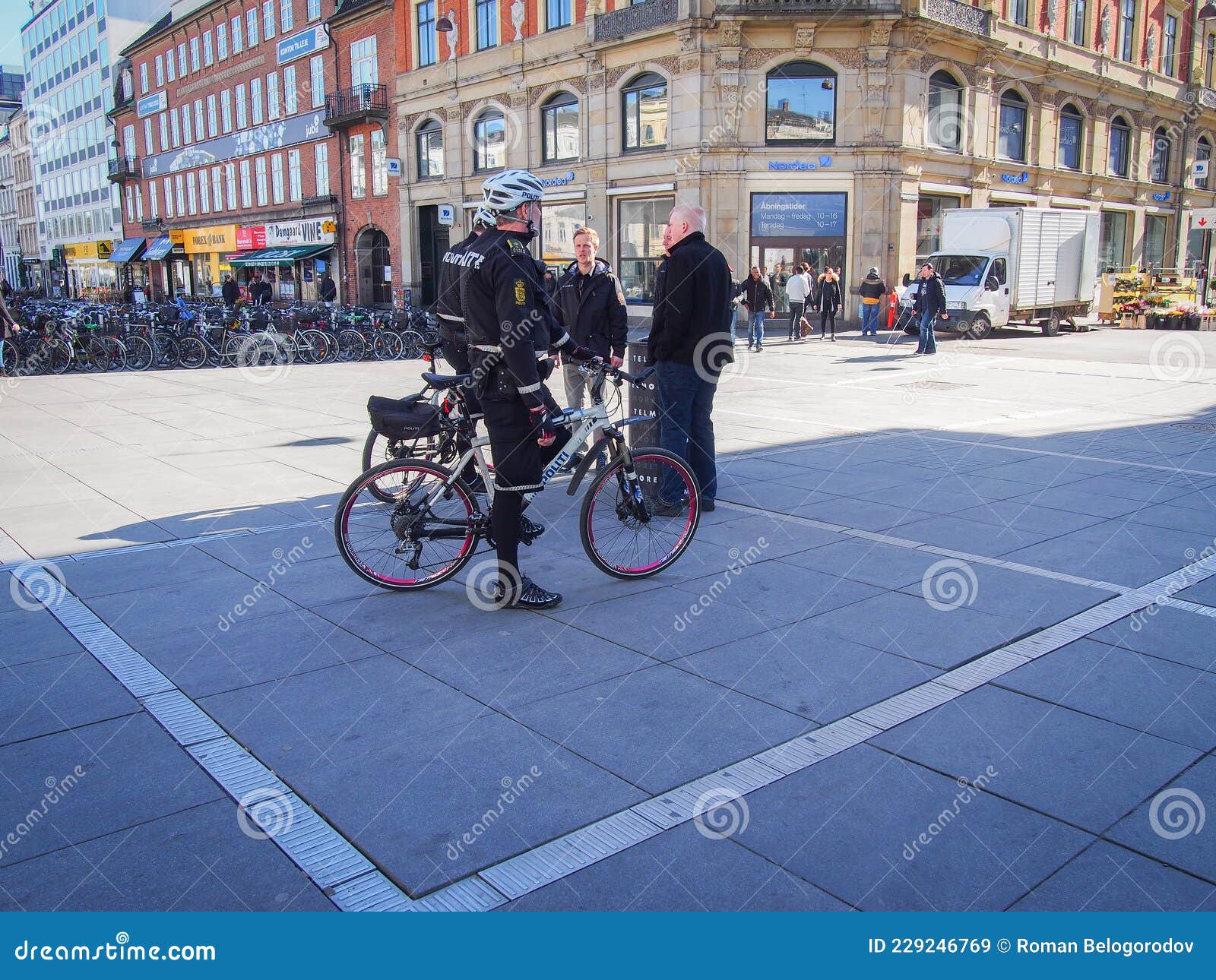 Copenhagen Bicycle Police in the Center of the City Editorial Stock ...