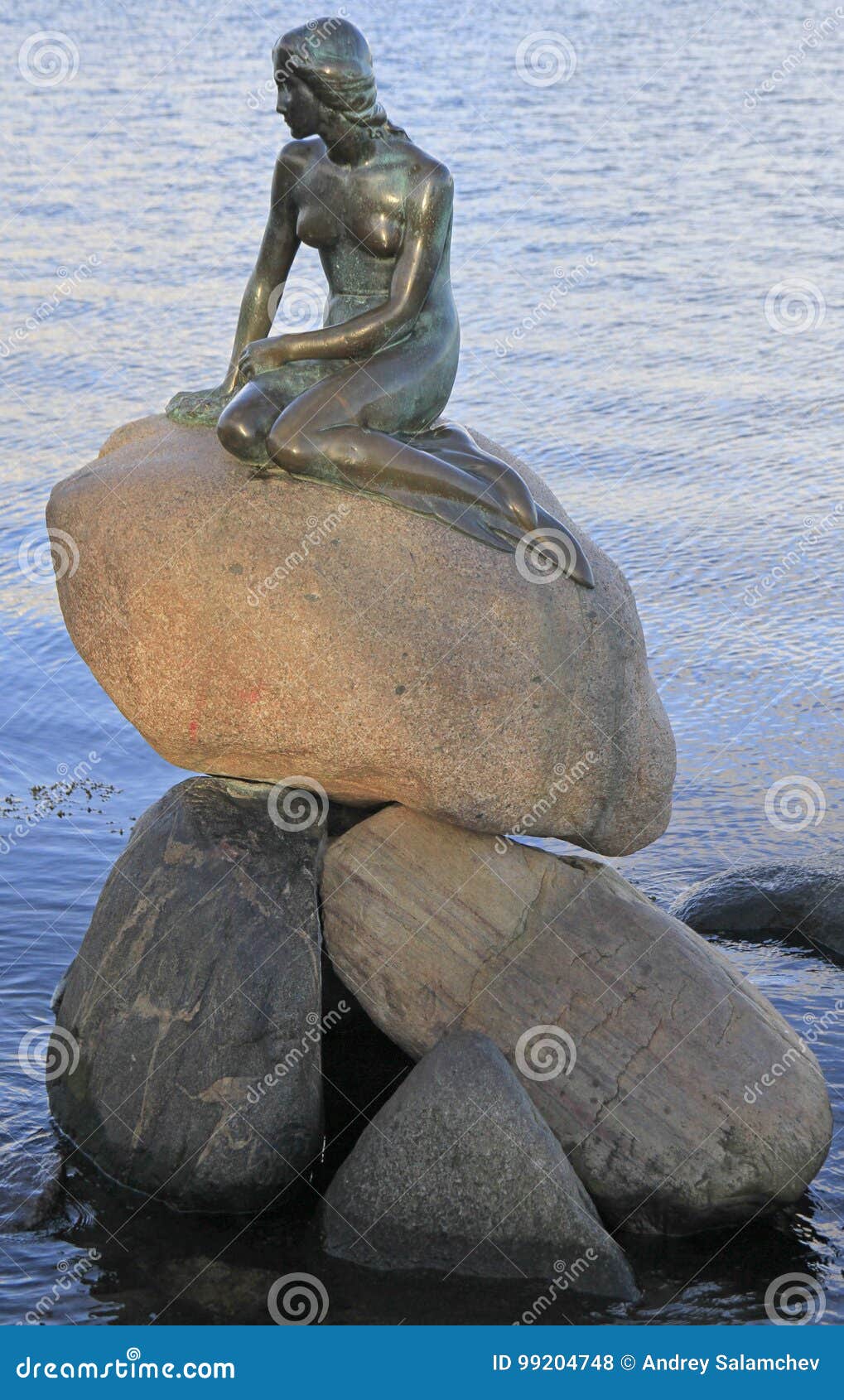 Sculpture of the Little Mermaid on Rock, Copenhagen Editorial Stock ...