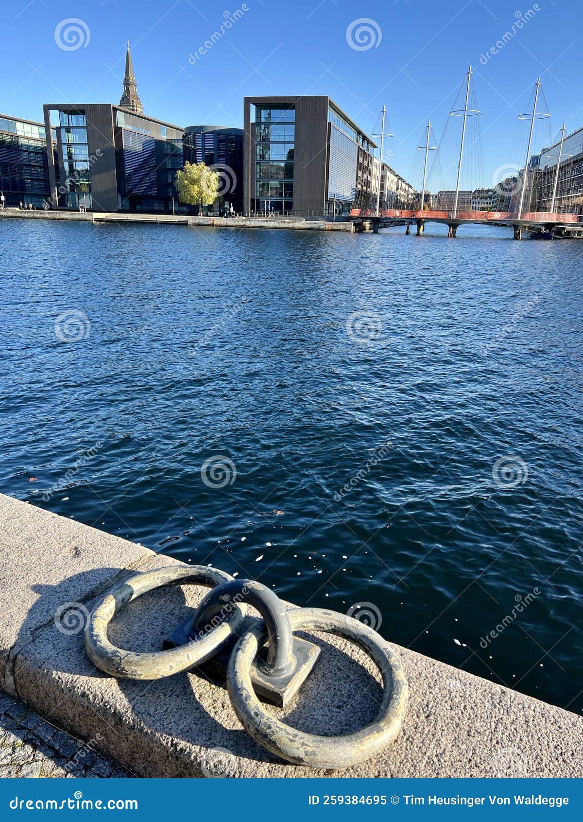Copenhagen Inner Harbor with Circle Bridge, Denmark Stock Image - Image ...
