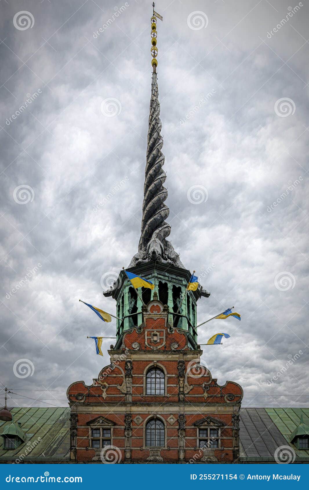 Copenhagen Old Stock Exchange Building Spire Editorial Stock Image
