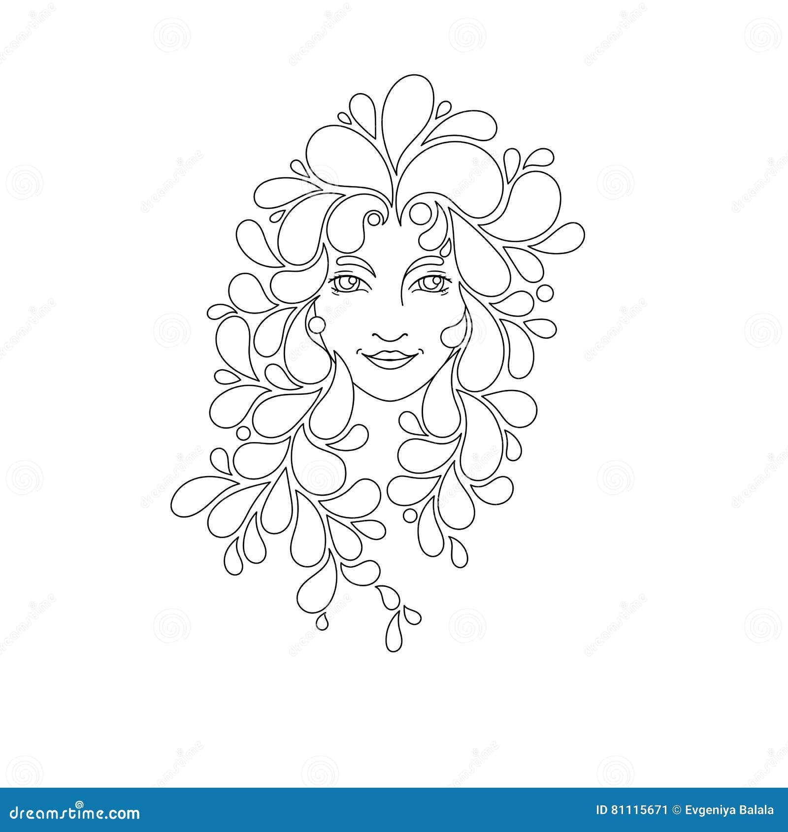 Copie pour livre de coloriage Le portrait d une belle fille avec le zentangle ferme   clef Page de coloration Cheveu modelé