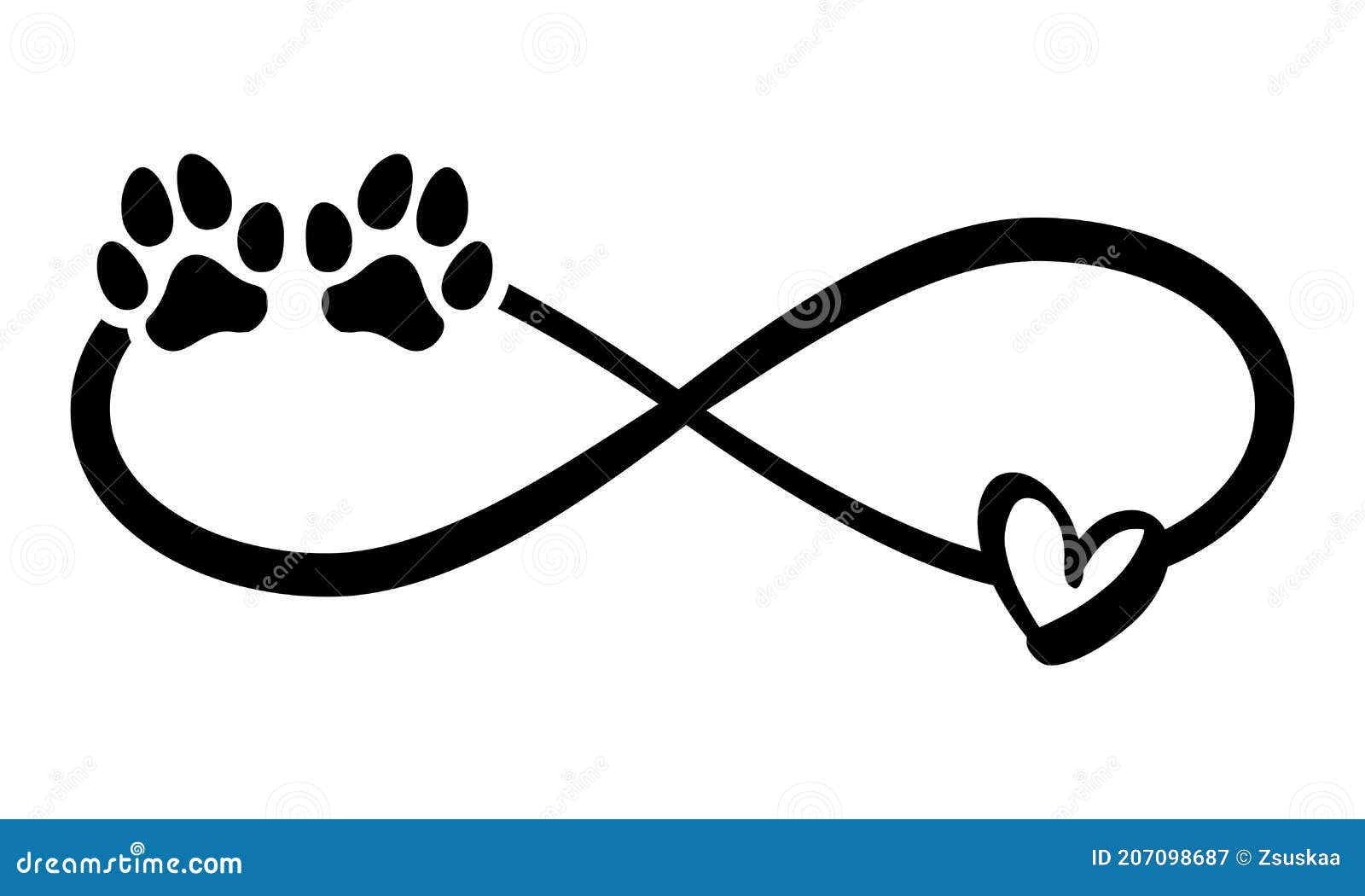 Copies Et Coeur De Patte De Chien Ou Chat Illustration De Vecteur Illustration Du Endless Empreinte