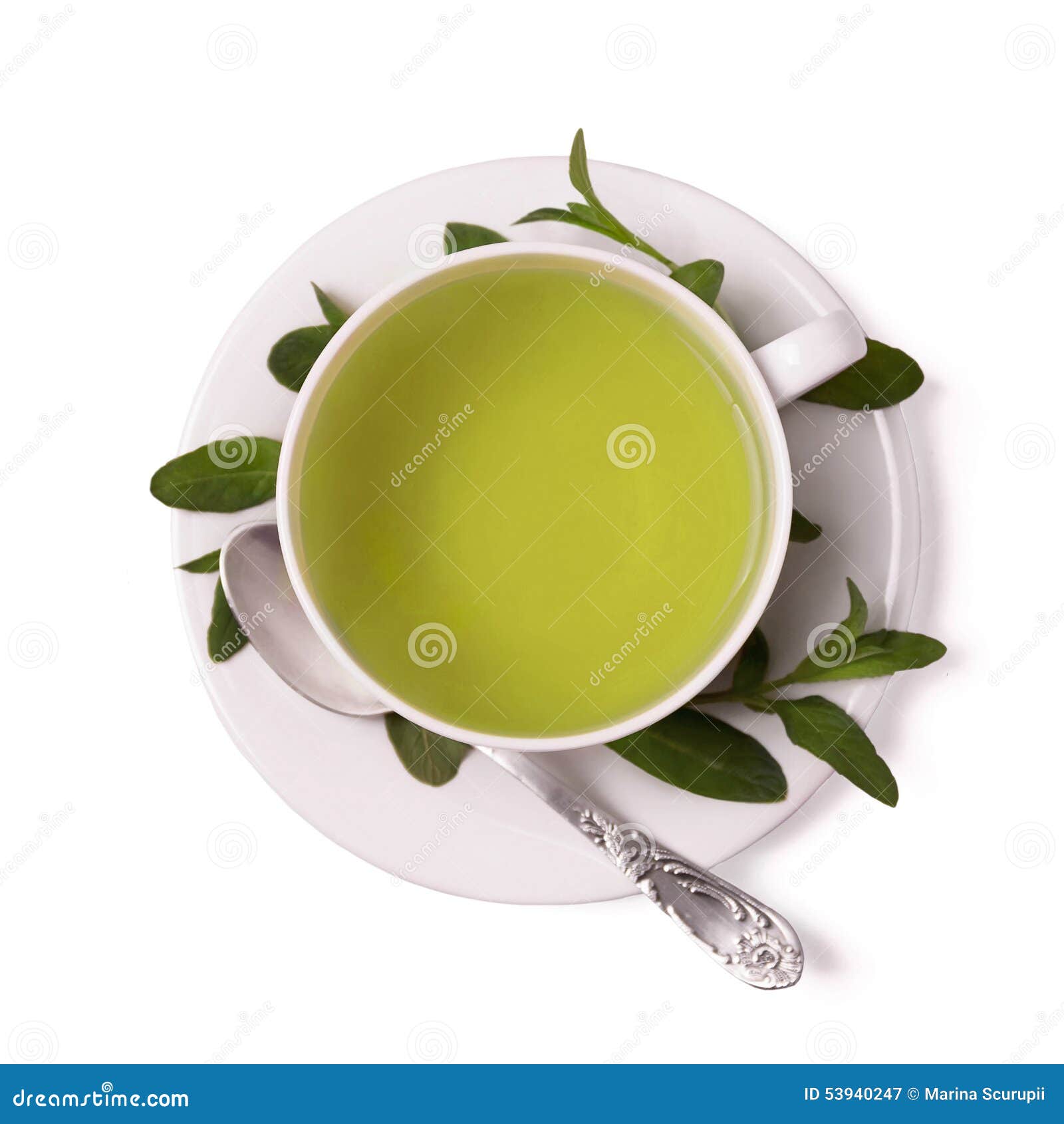 Copo do chá da hortelã. Coloque o chá erval da saúde do verde da hortelã do od em um fundo branco