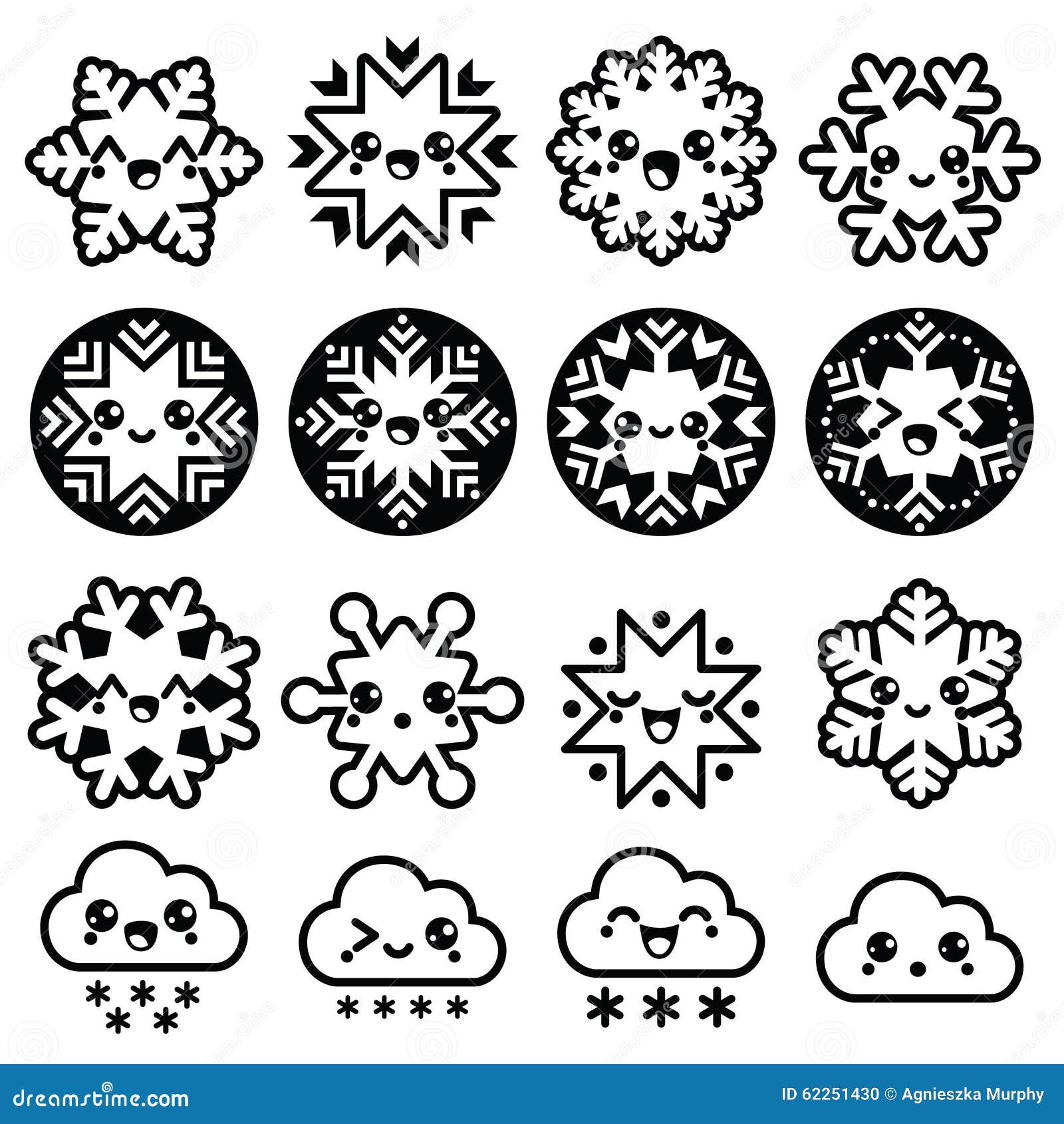 Sistema De Iconos Negros De Los Copos De Nieve Copo De Nieve Negro