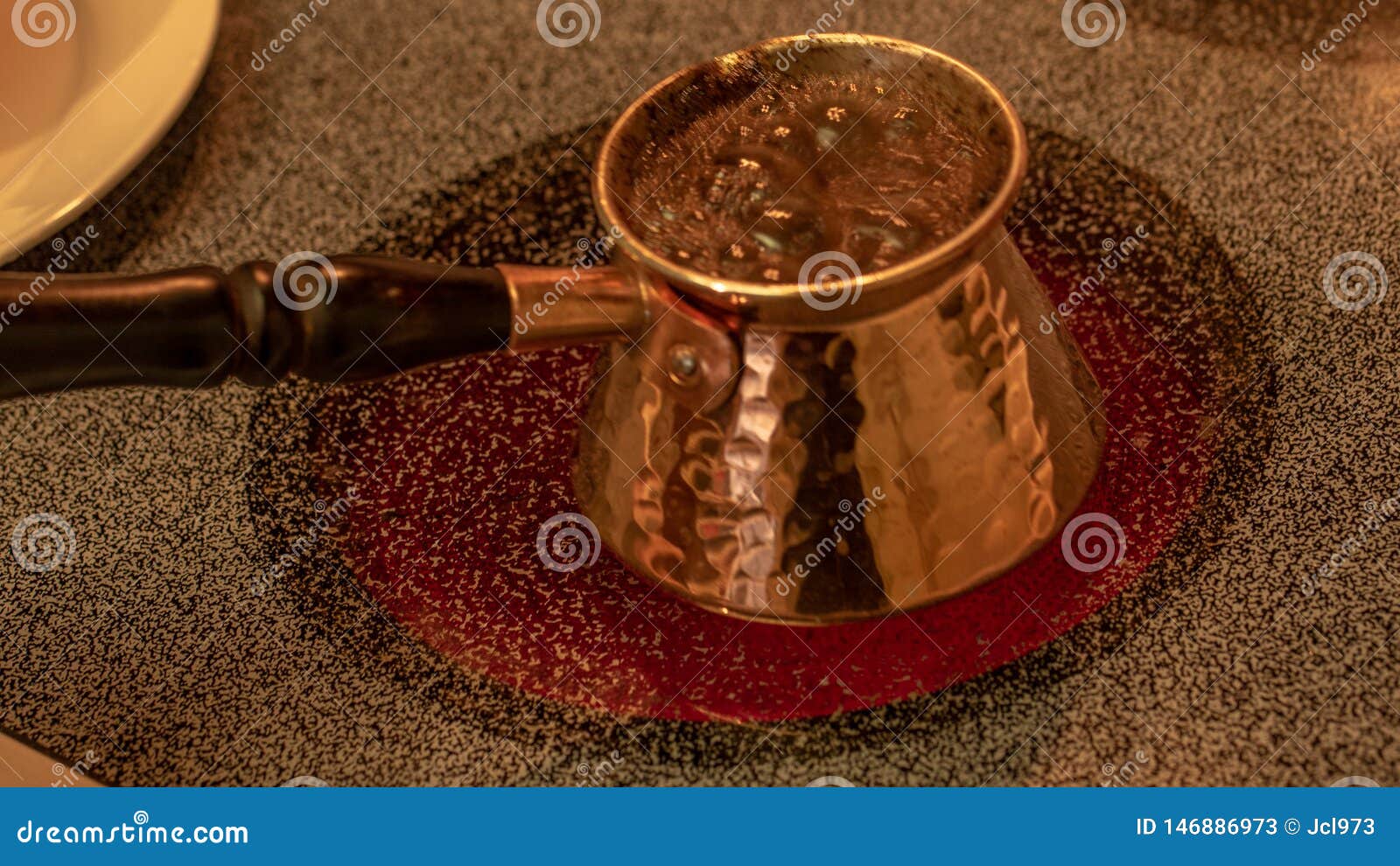 Copper Briki for Greek and Turkish Coffee, with Coffee Cooking Stock