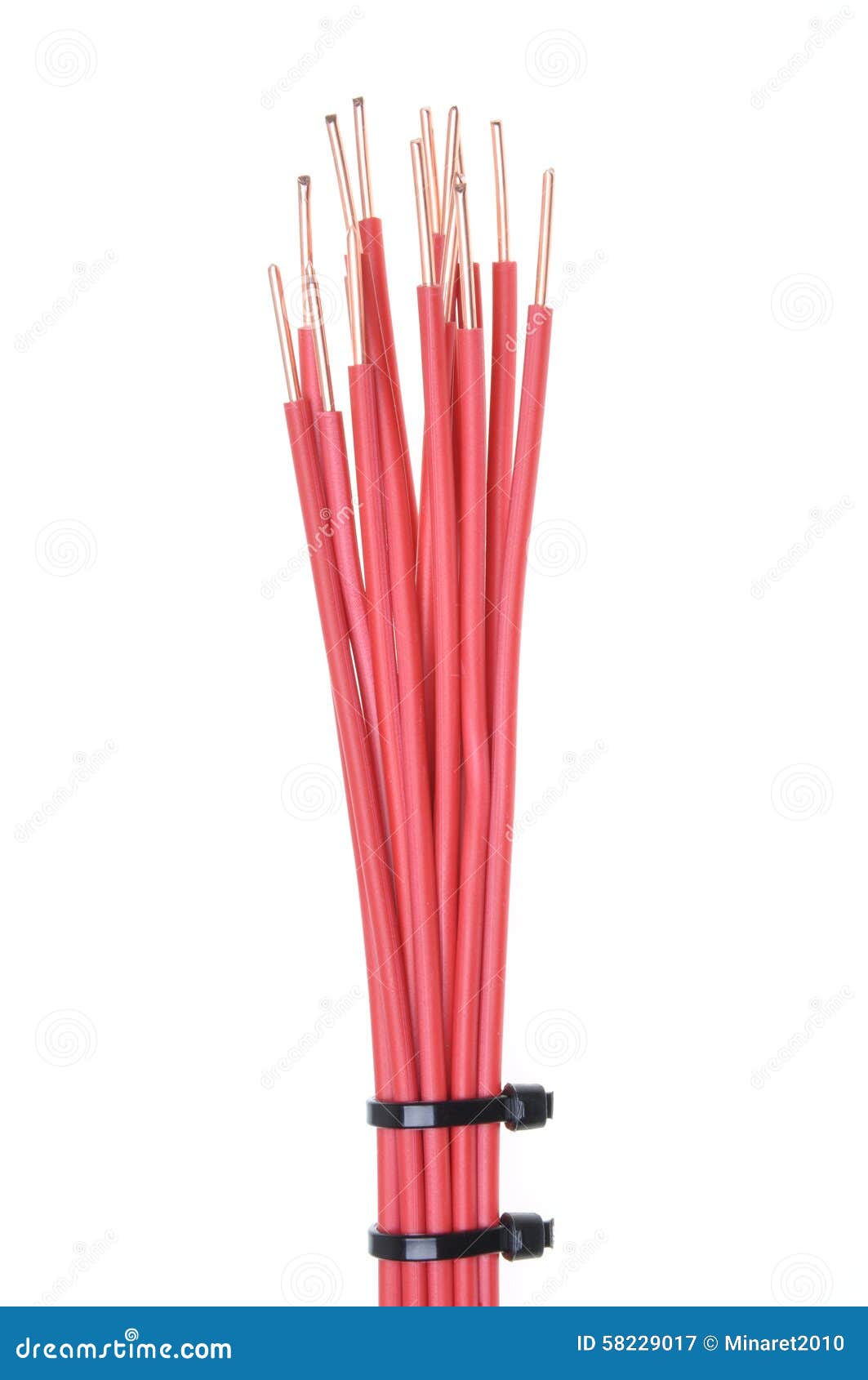 Copper Cable with Cable Ties Used in Electrical Installations Stock