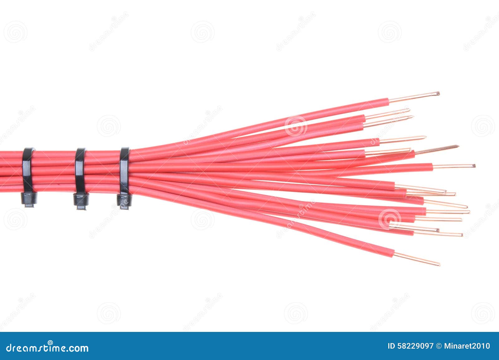 Copper Cable with Cable Ties Used in Electrical Installations Stock