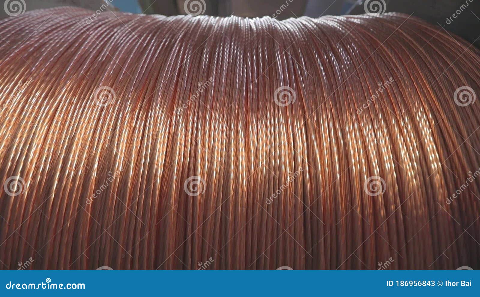Copper Cable on a Coil Closeup, a Coil of Copper Cable. Copper Cable