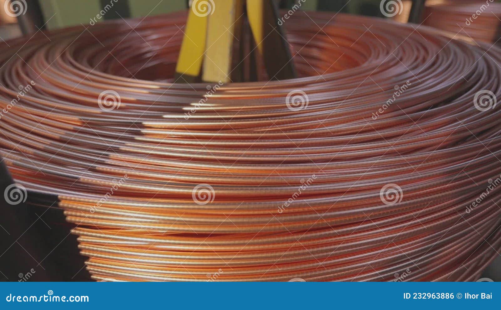 Copper Cable, a Coil of Copper Cable. Copper Cable Manufacturing Stock