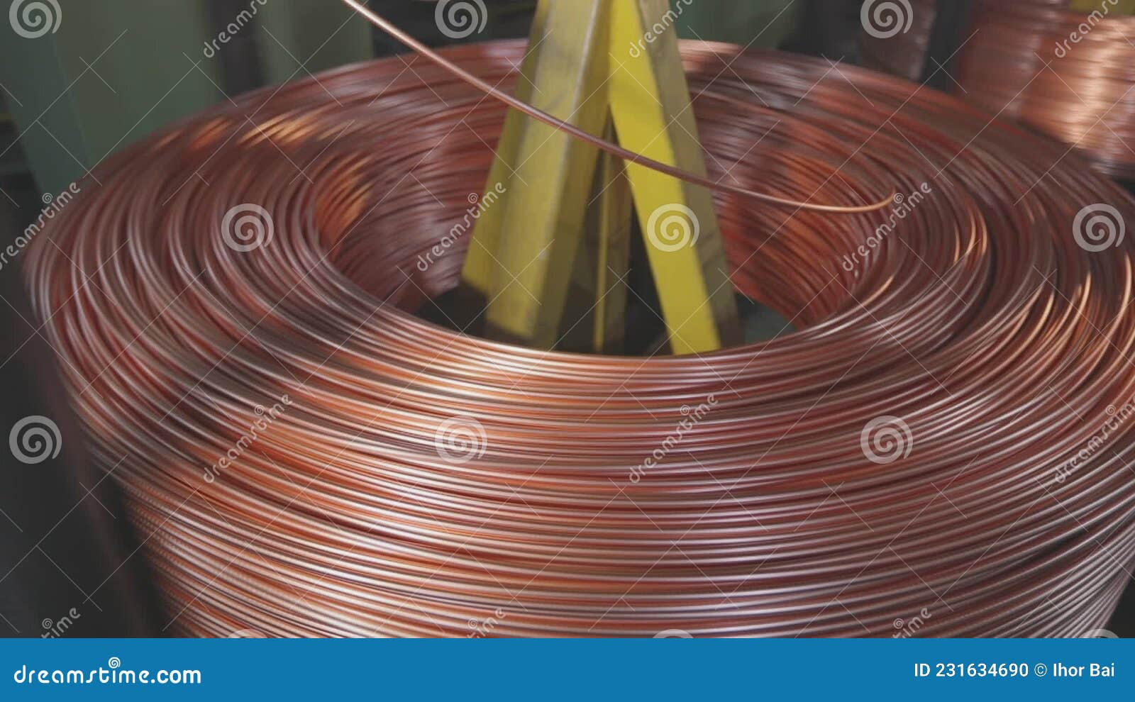 Copper Cable Spool Rotation, Copper Cable Manufacturing Process Stock