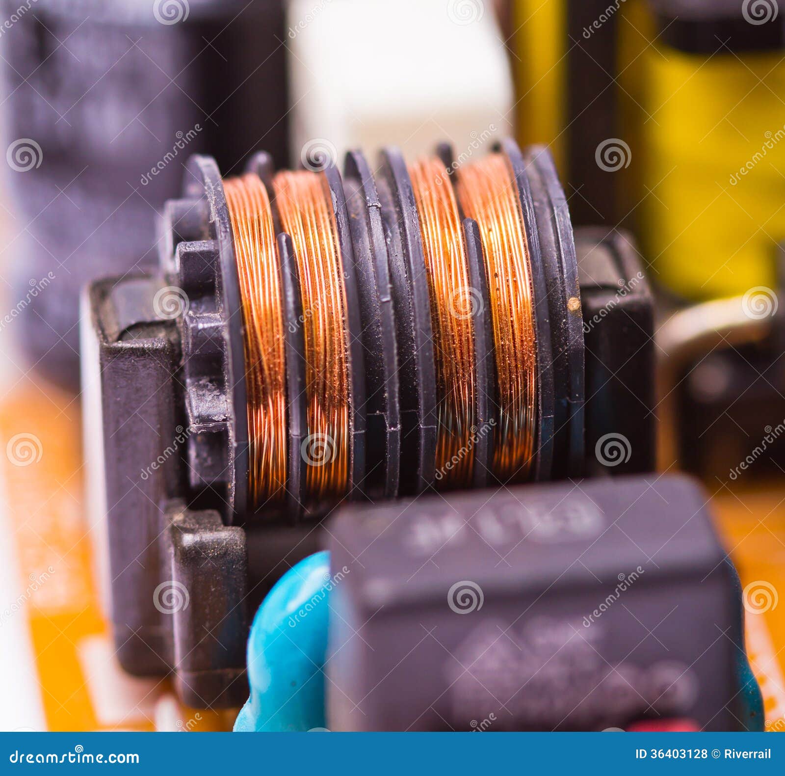 Copper coil stock photo. Image of capacitors, metal, electrolytic